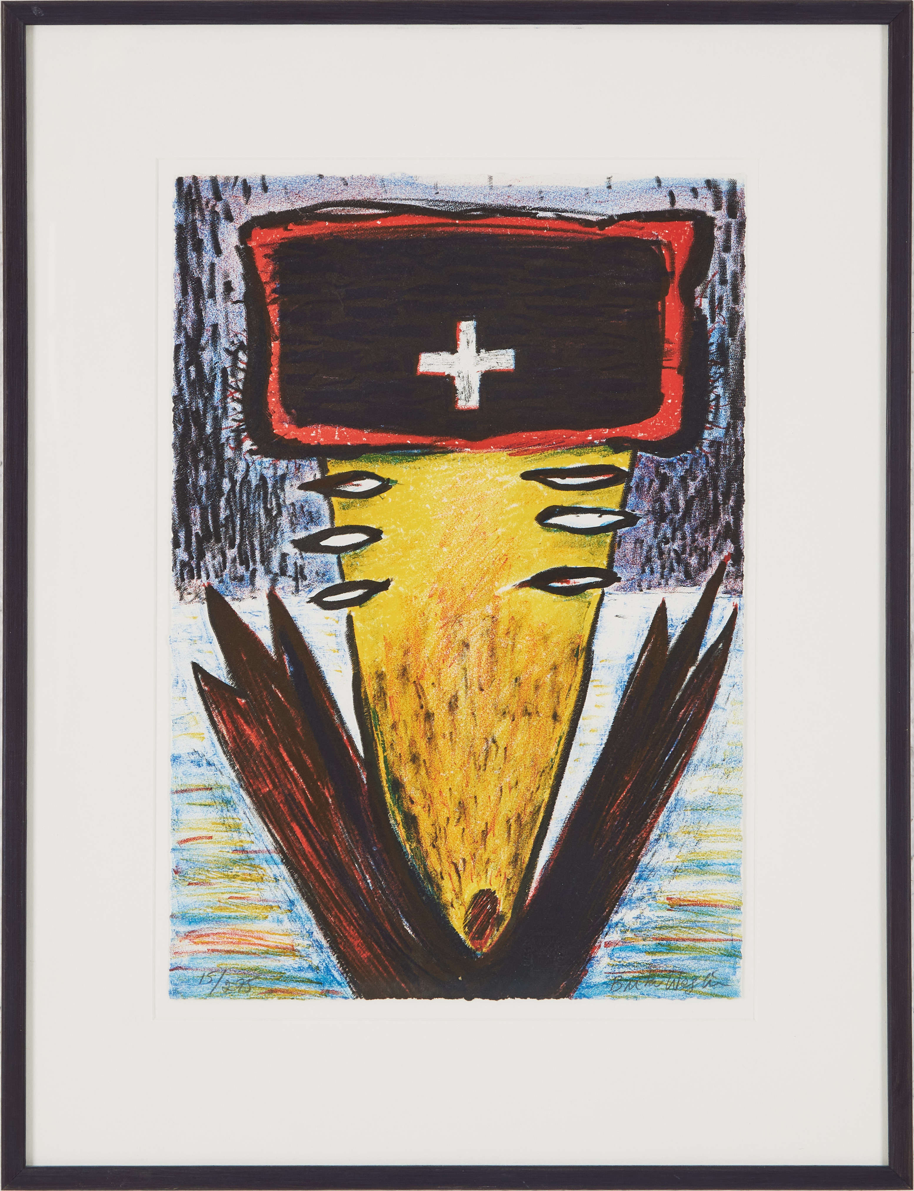 BRITA WEGLIN (Sverige, född 1946): (2), Ubåtsmajoren resp. ett verk ur konstmapp kallad "6 Temperament", signerade och numrerade.