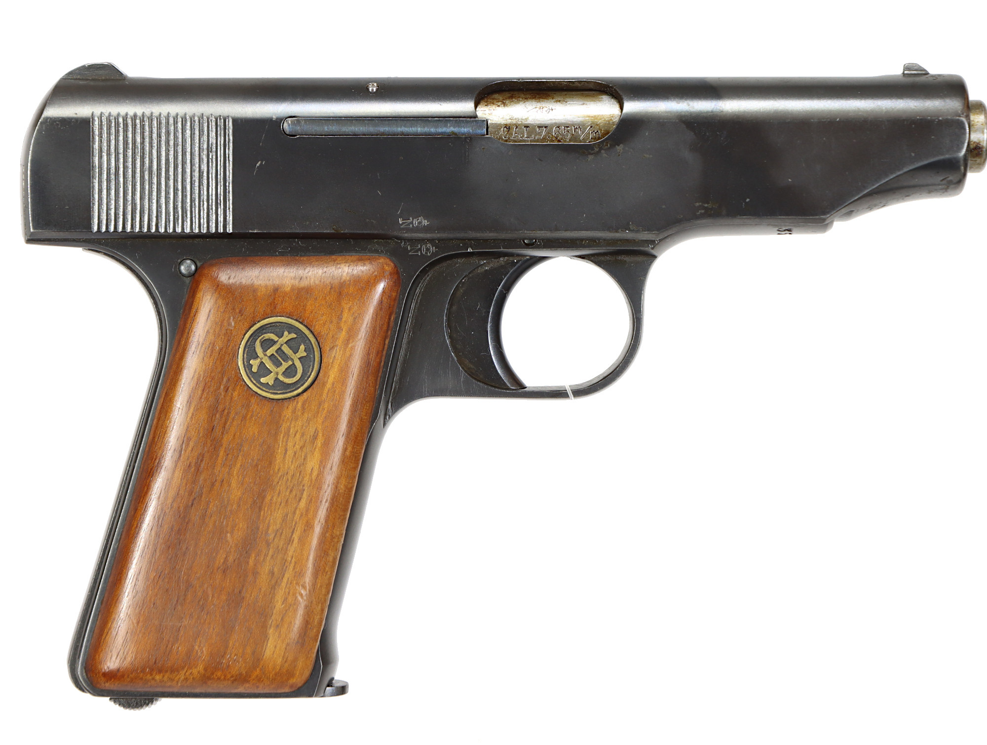 PISTOL, fabrikat Deuche Werke, modell Ortgies, kaliber 7,65m, tillv.nr 35010, se-nr SE0097389.