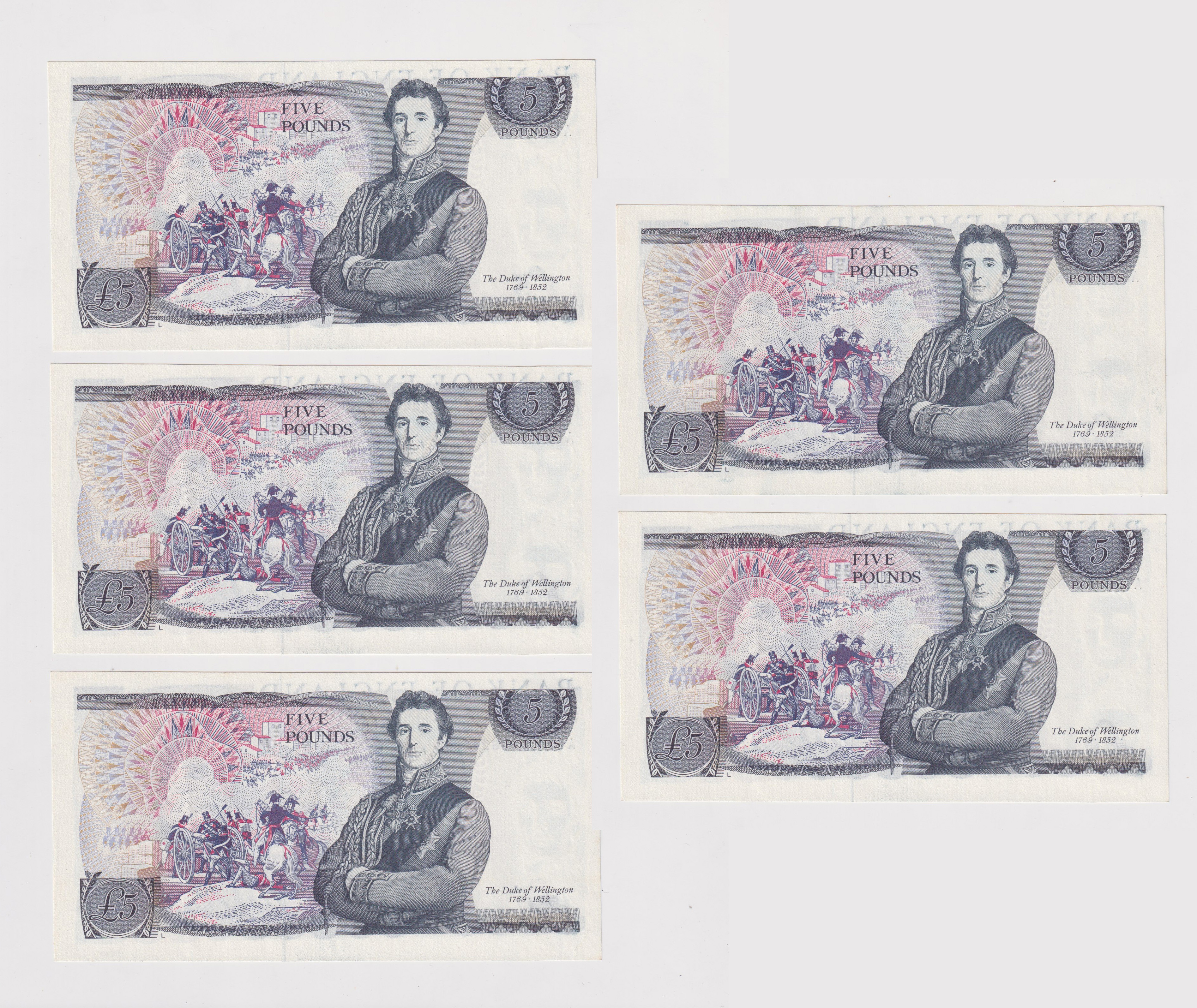 Error Bank Notes Images for 4510556. SET OF 5 ELIZABETH II £5 BANK NOTES ERROR NOTES ...