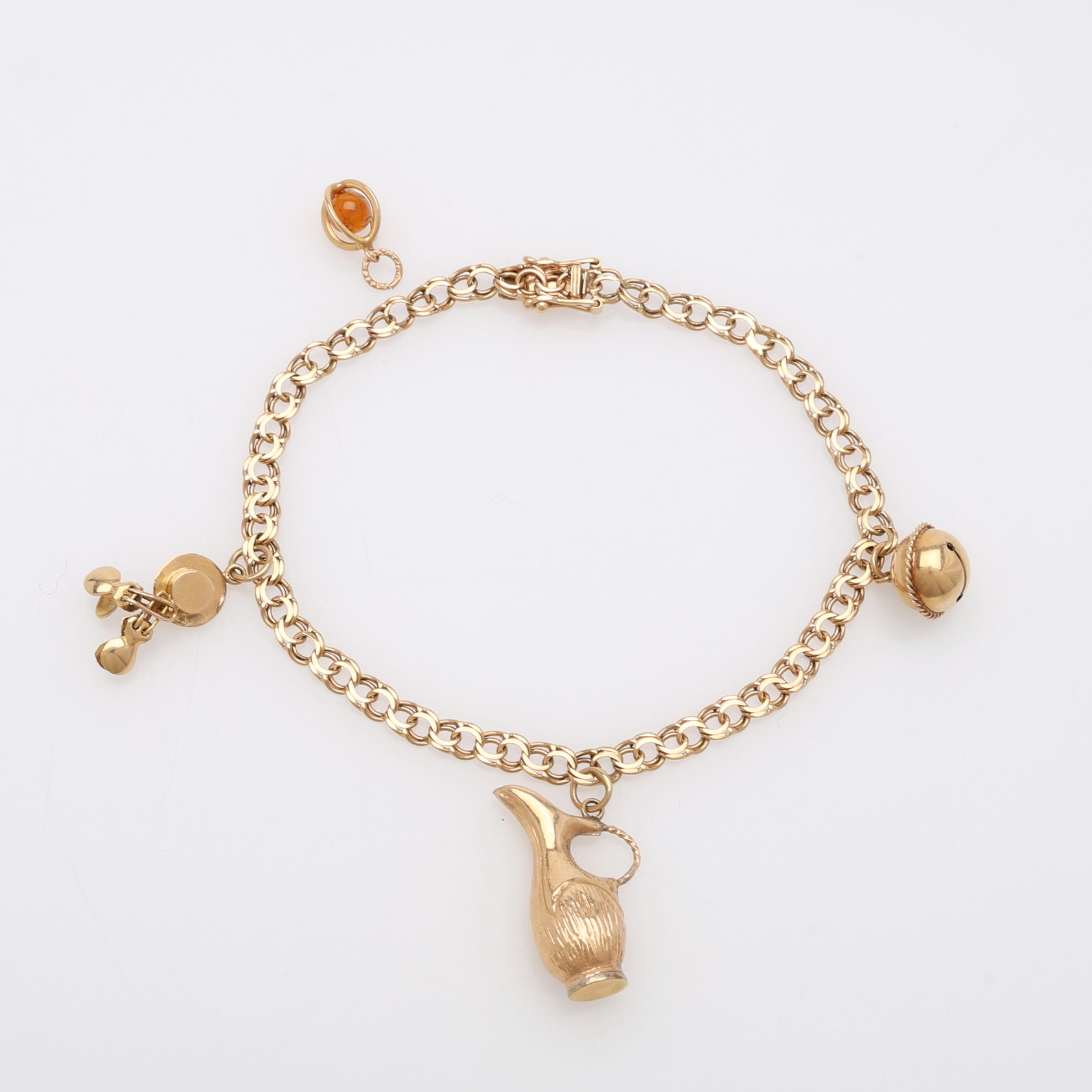 BERLOCKARMBAND, 18K GULD, BISMARCKLÄNK, TOTALT CIRKA 8,5 GRAM.