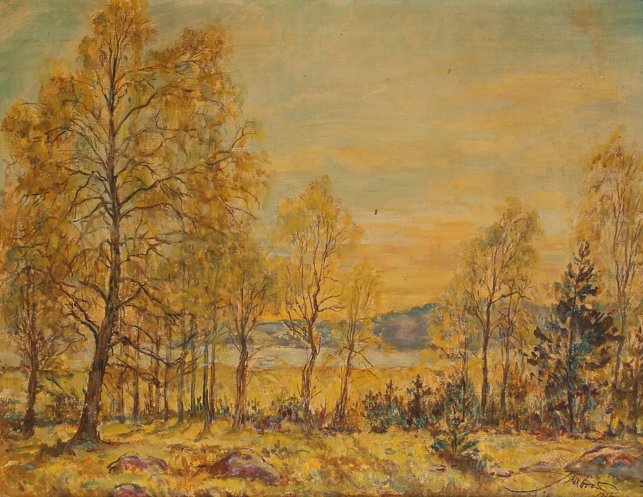 OIDENTIFIERAD KONSTNÄR, olja på pannå, signerad, daterad 1952.