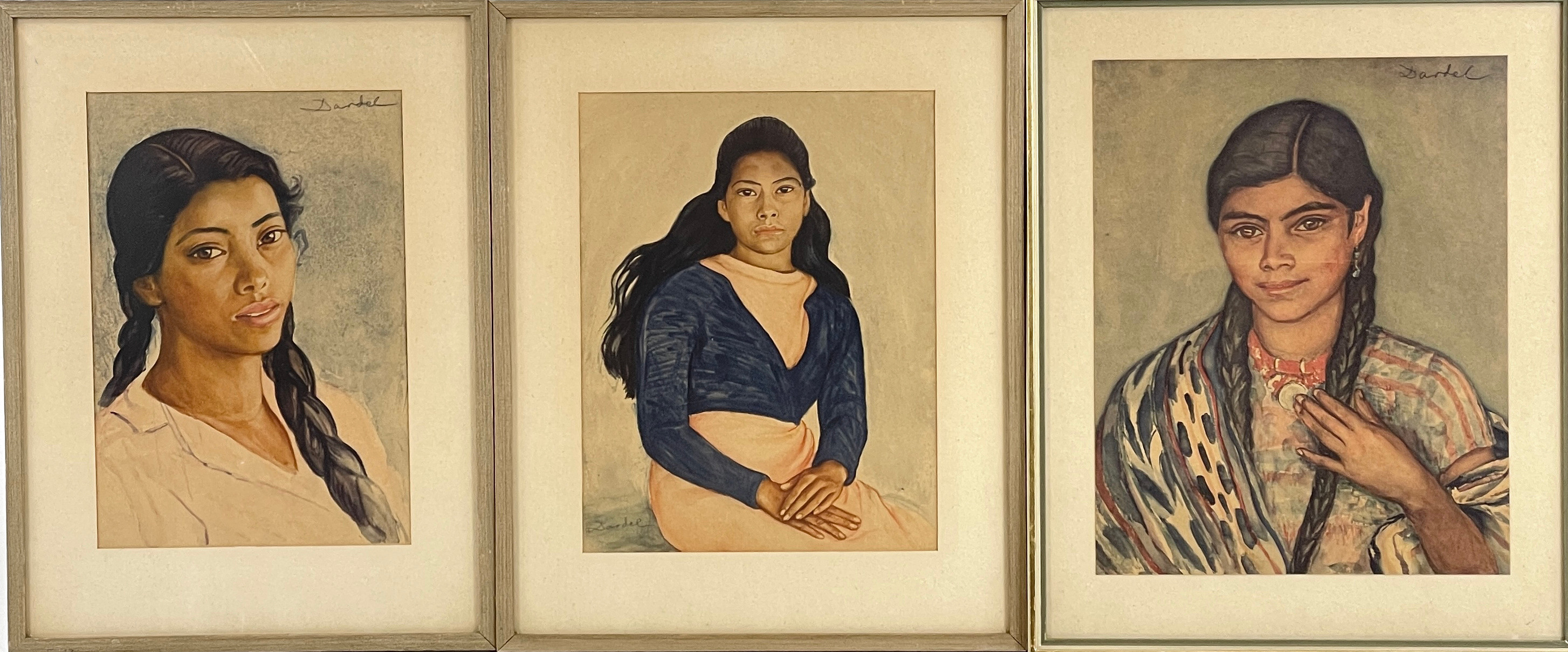 NILS DARDEL. EFTER. Offsettryck, motiv av flickor från Mexico och Guatemala, signerade i trycket.