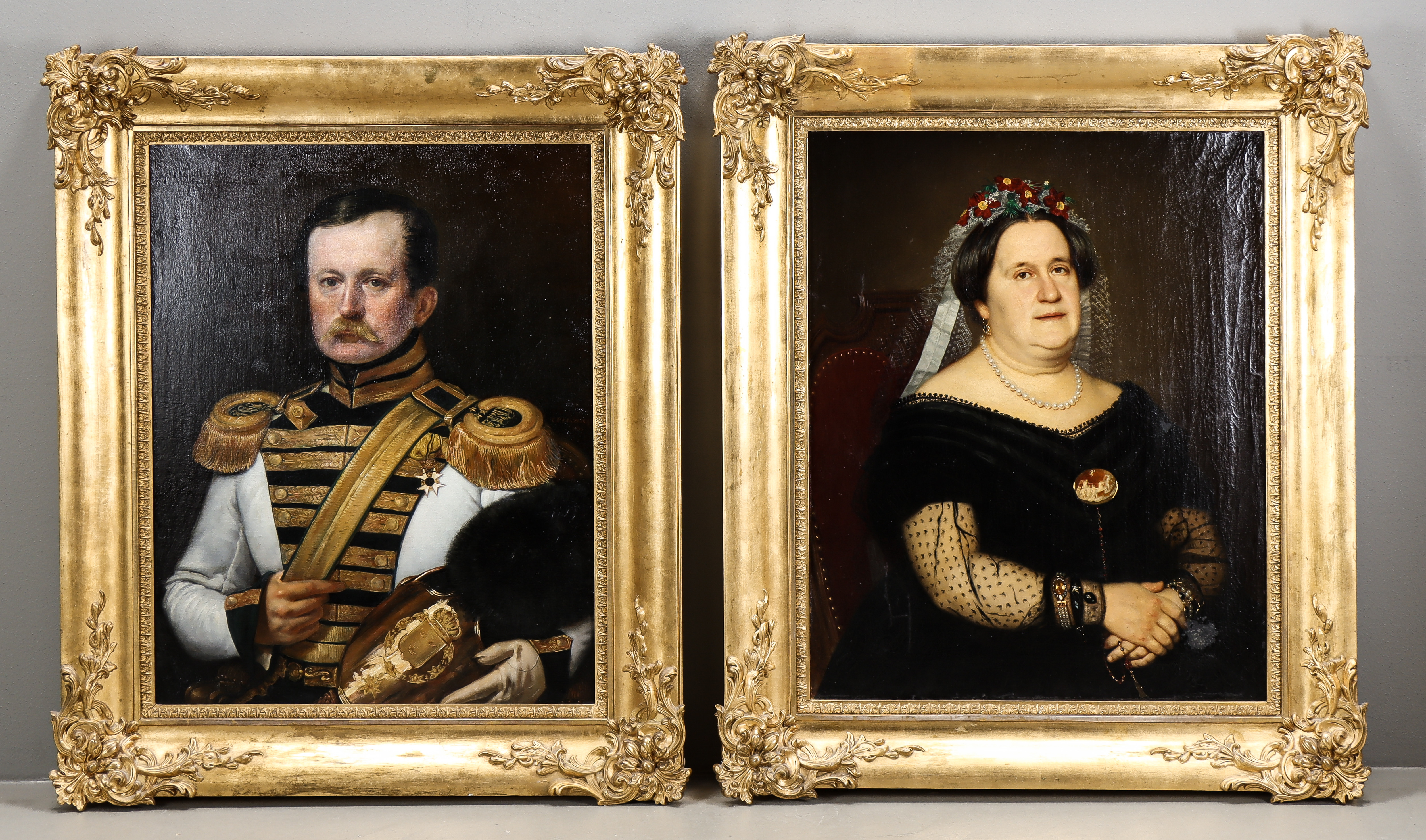 KARL PETER MAZER OCH GOTTFRID VIRGIN Porträtt av makarna David Ludvig Silfverstolpe och Jeannette Silfverstolpe, Oljor på duk.