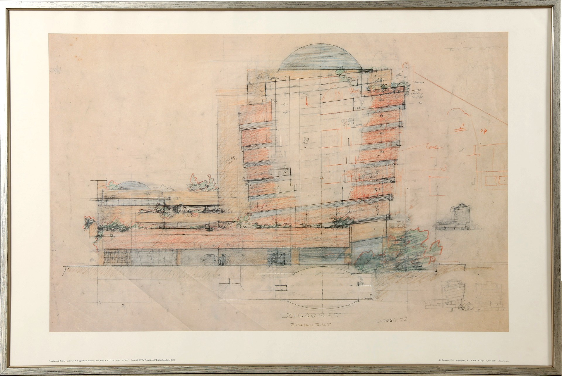 UTSTÄLLNINGSAFFISCH, "GA Drawings No 2", Guggenheim Museum, 1984.
