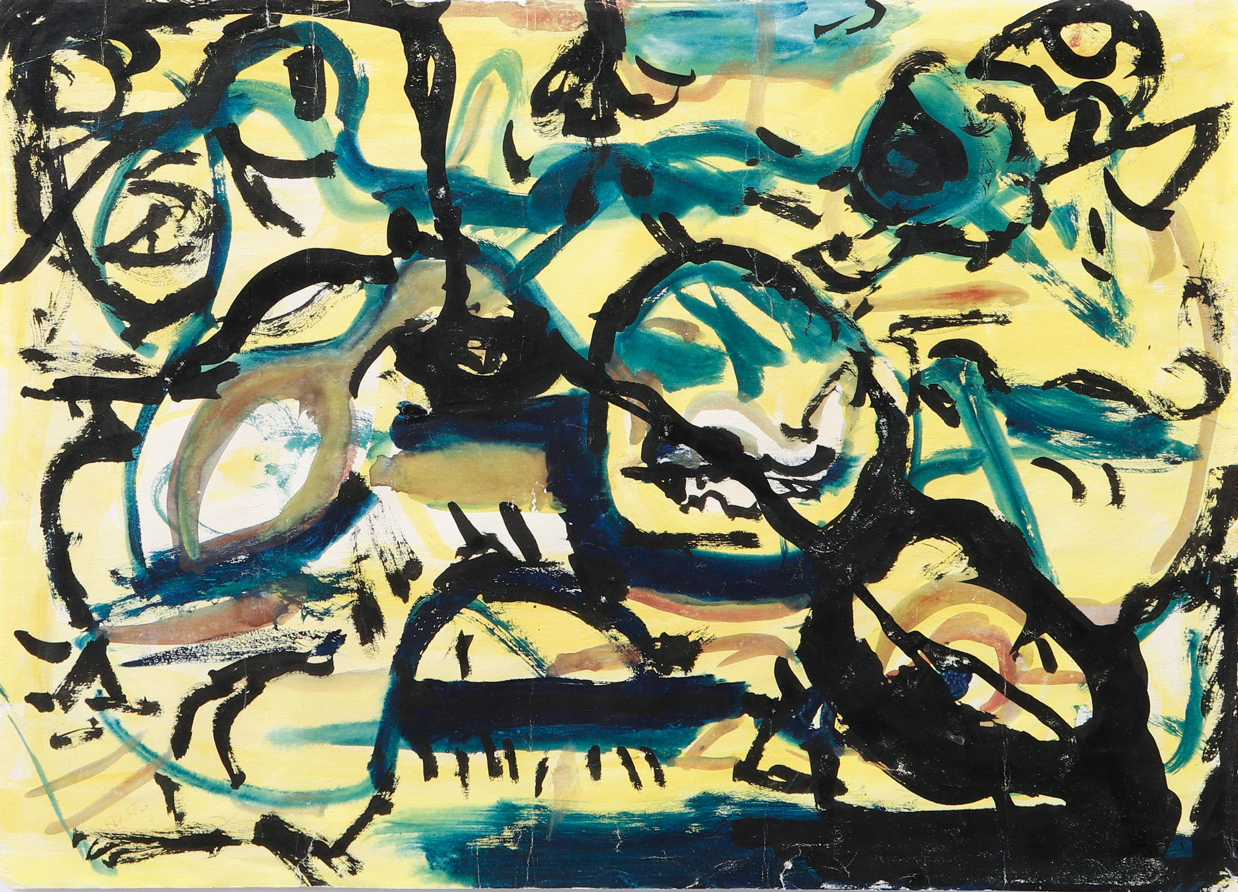 HERBERT GENTRY. Abstrakt komposition. Blandteknik på papper.
