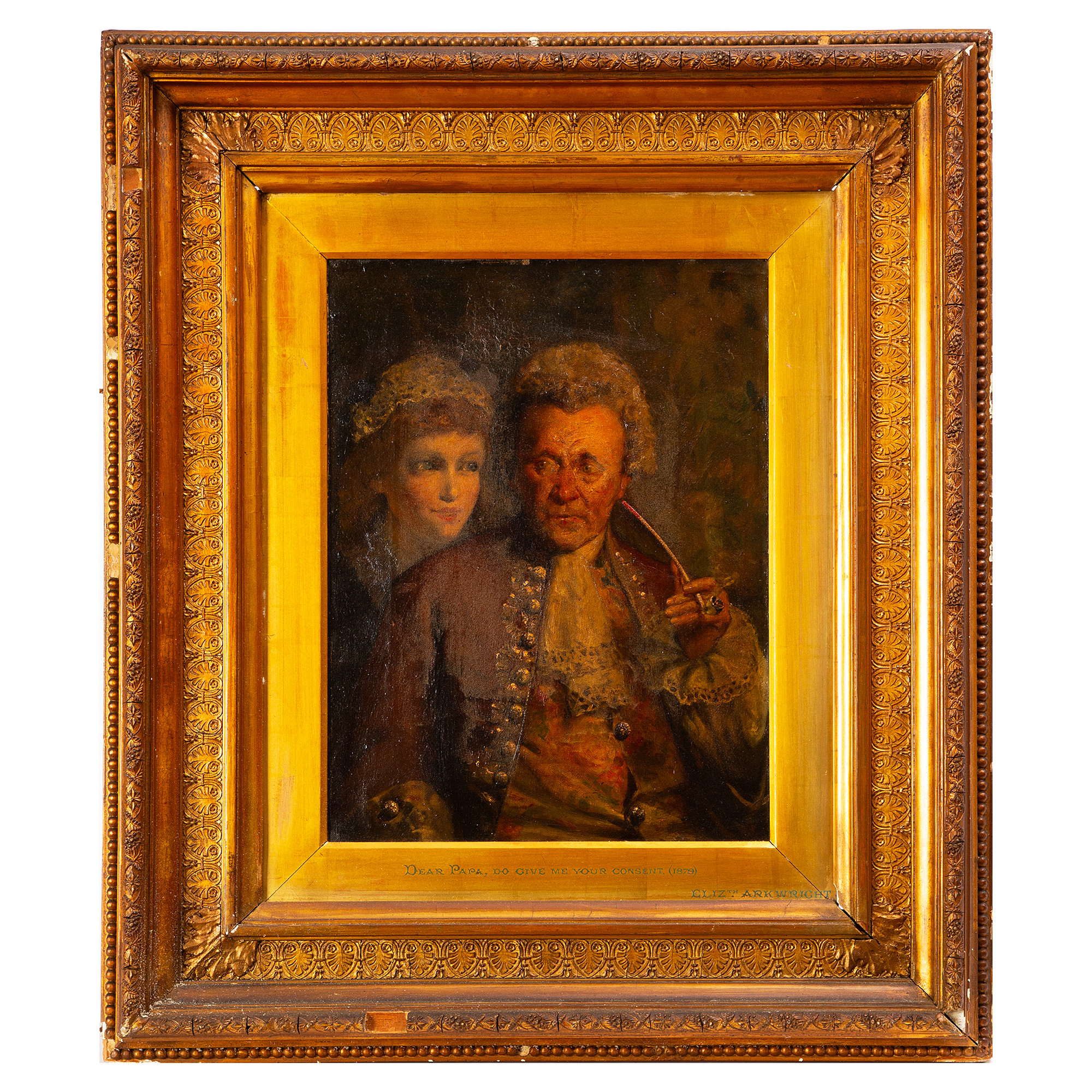 ELISABETH ARKWRIGHT. " Dottern frågar fadern", Olja på duk.