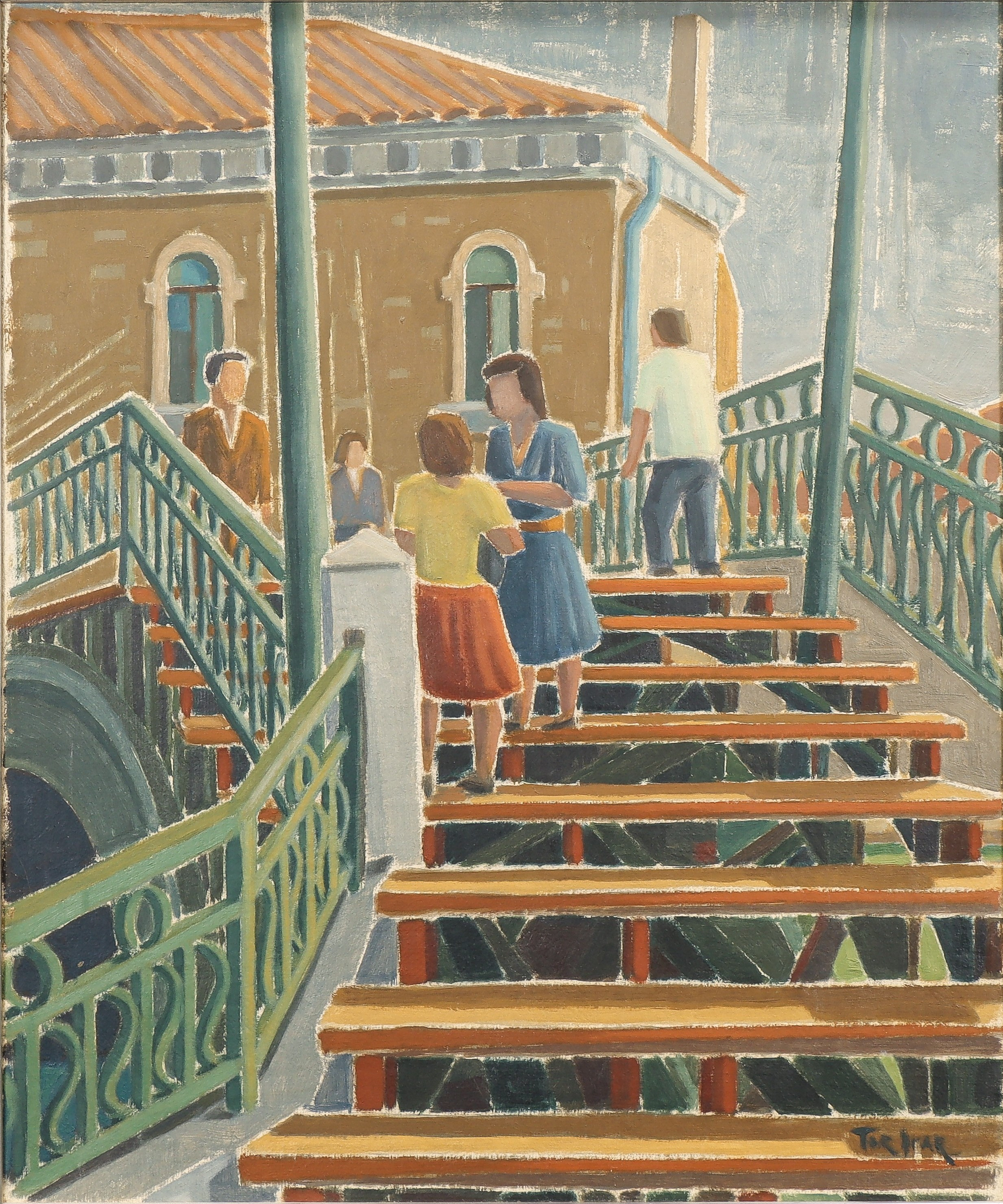 TOR-IVAR ANDERSSON. "Människor på Bro" motiv från Murano, 1964.