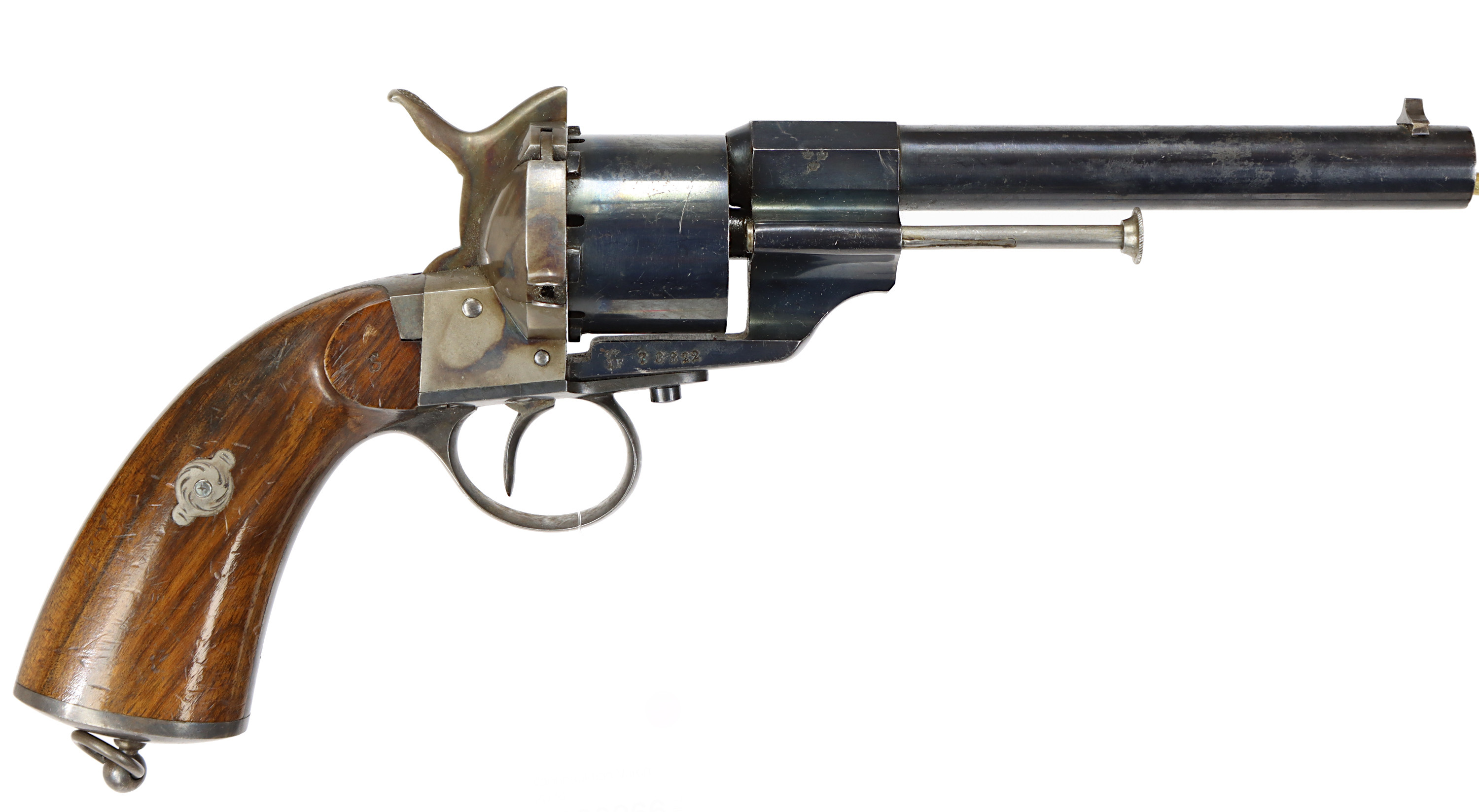 REVOLVER, fabrikat Lefaucheux, modell 1863-79, kaliber 11mm central, SE0295013, tillv.nr 78822.