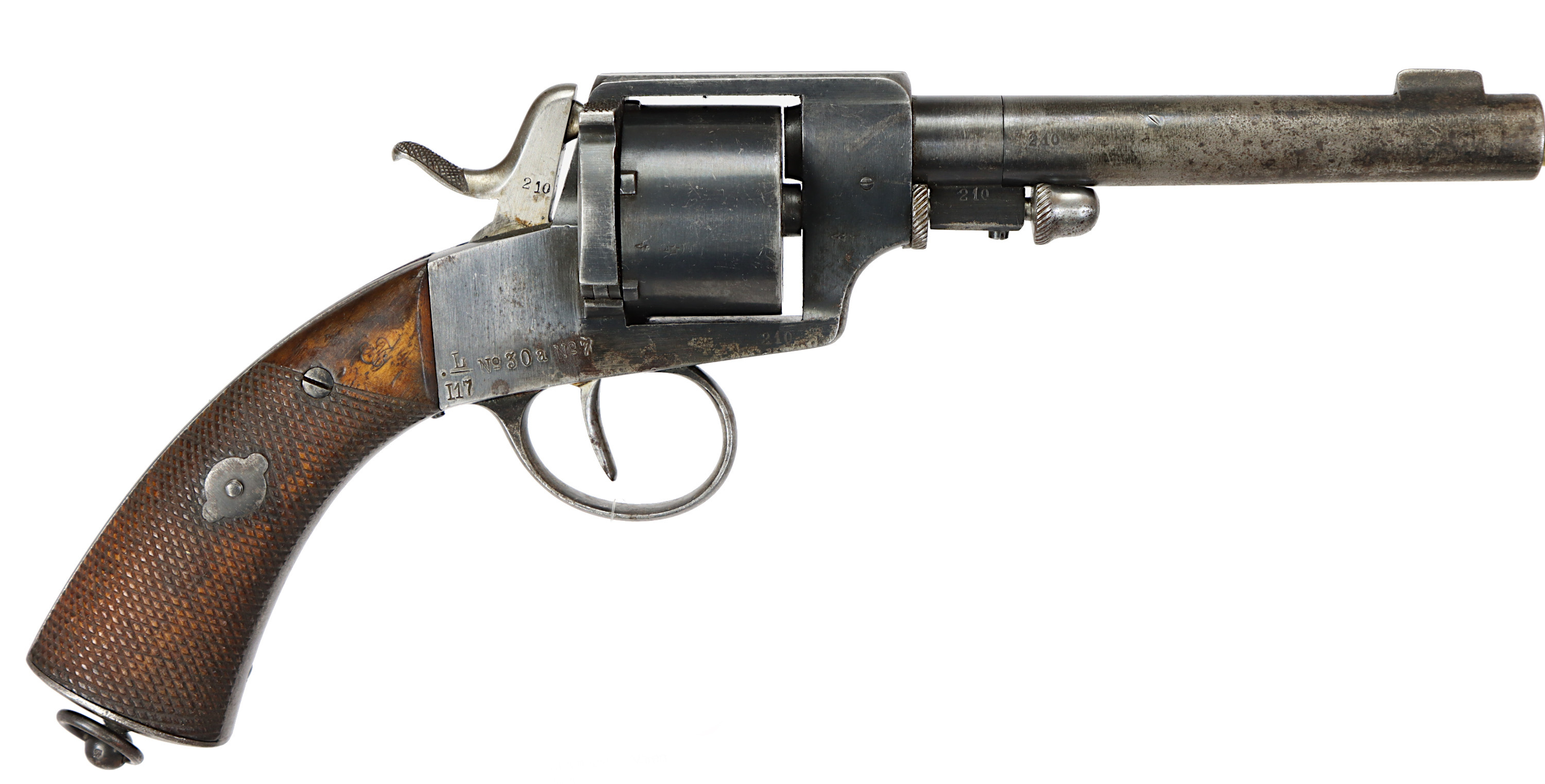 REVOLVER, fabrikat Francotte, modell 1871, kaliber 11mm, tillv.nr 210, se-nr SE1698649.