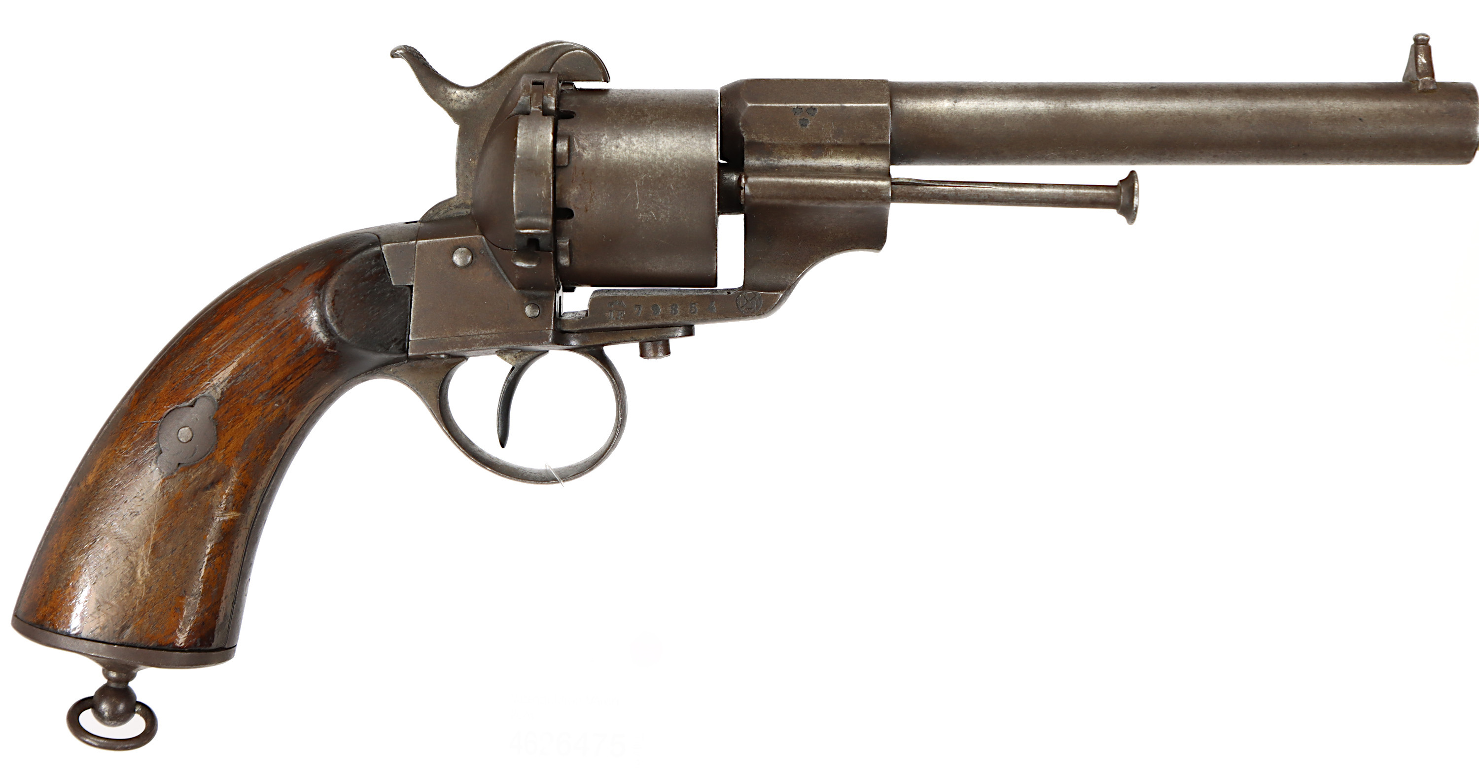 REVOLVER, fabrikat Lefaucheux, modell 1863 Flottan, kaliber 11mm PF, tillv.nr 79854, se-nr SE2250513.