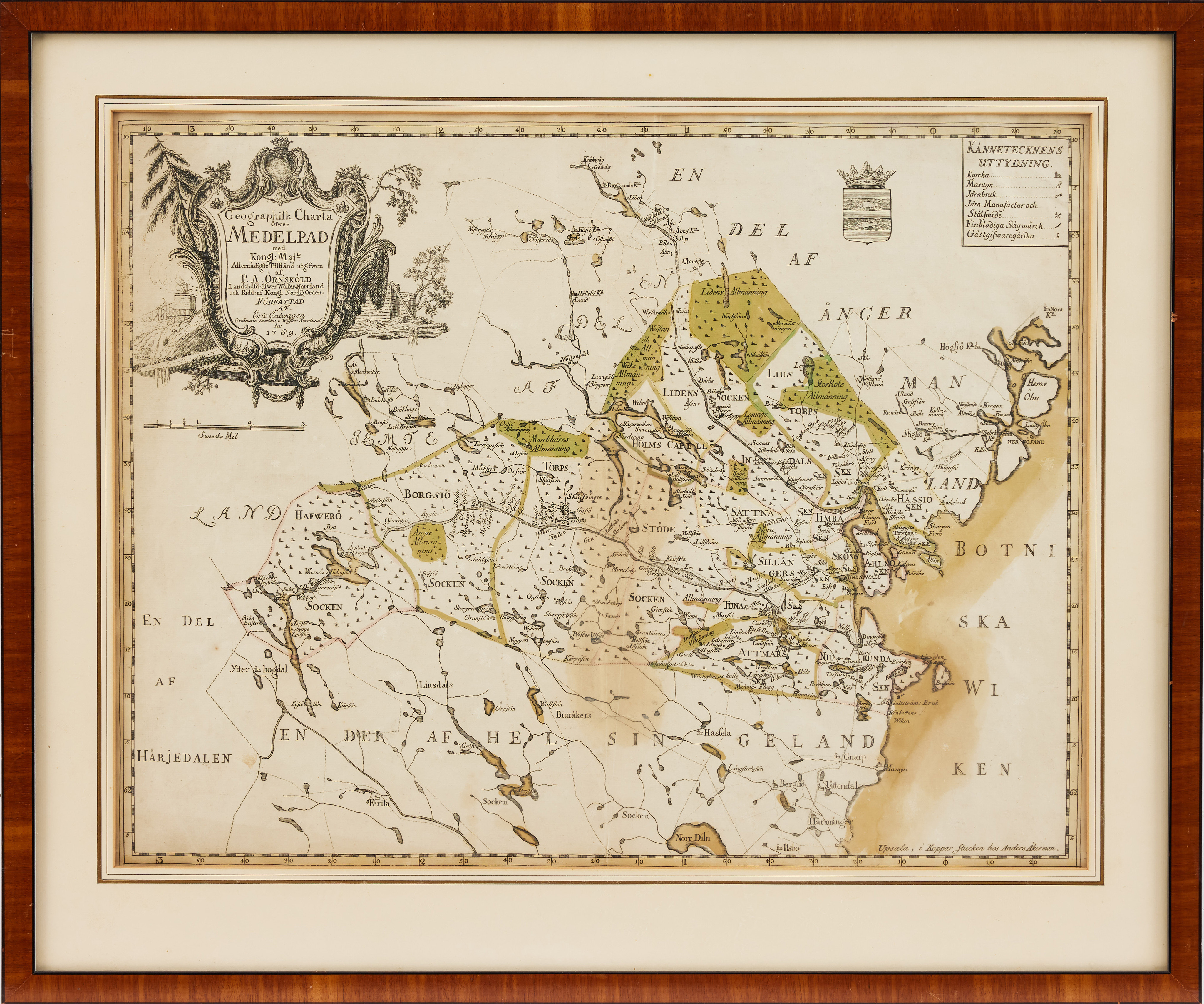 KARTA ÖVER MEDELPAD AV ÖRNSKIÖLD - CALVAGEN, 1769.