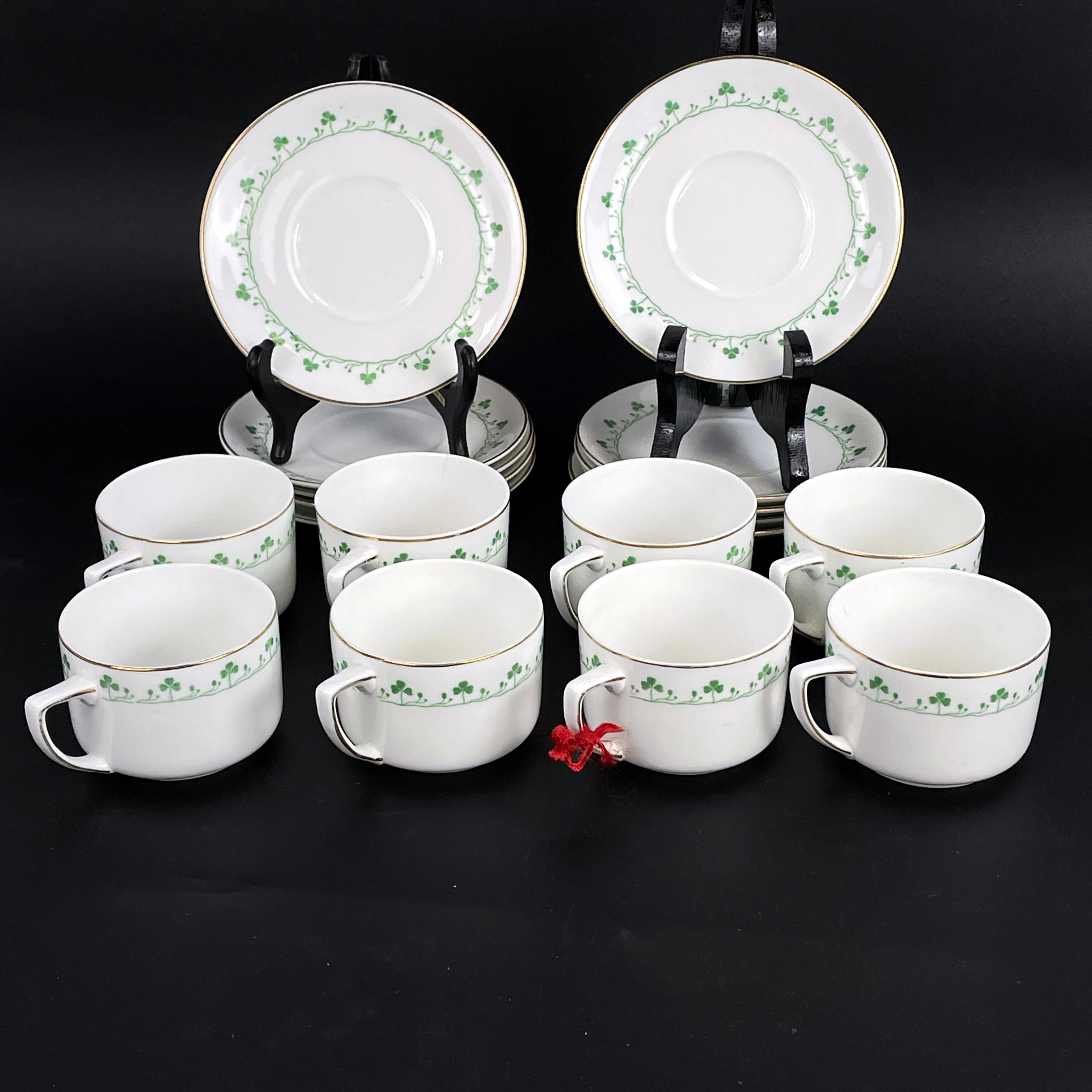 Kaffekoppar, 8 delar + 2 extra fat, porslin, modell 1658, Rörstrand, jugend, tidigt 1900-tal.