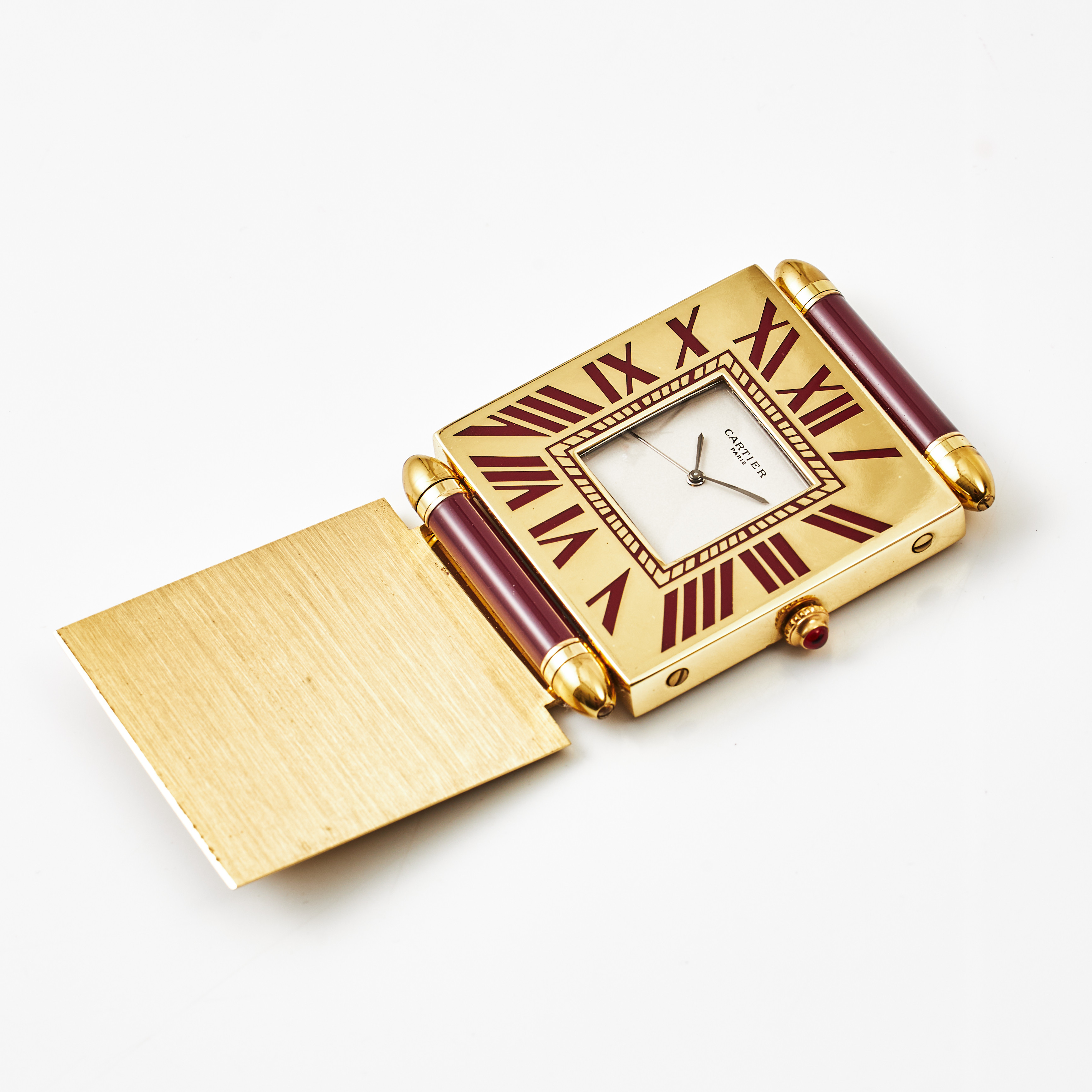 CARTIER, Paris, Pendulette, väckarur, 50 x 63 mm, ca 1990.