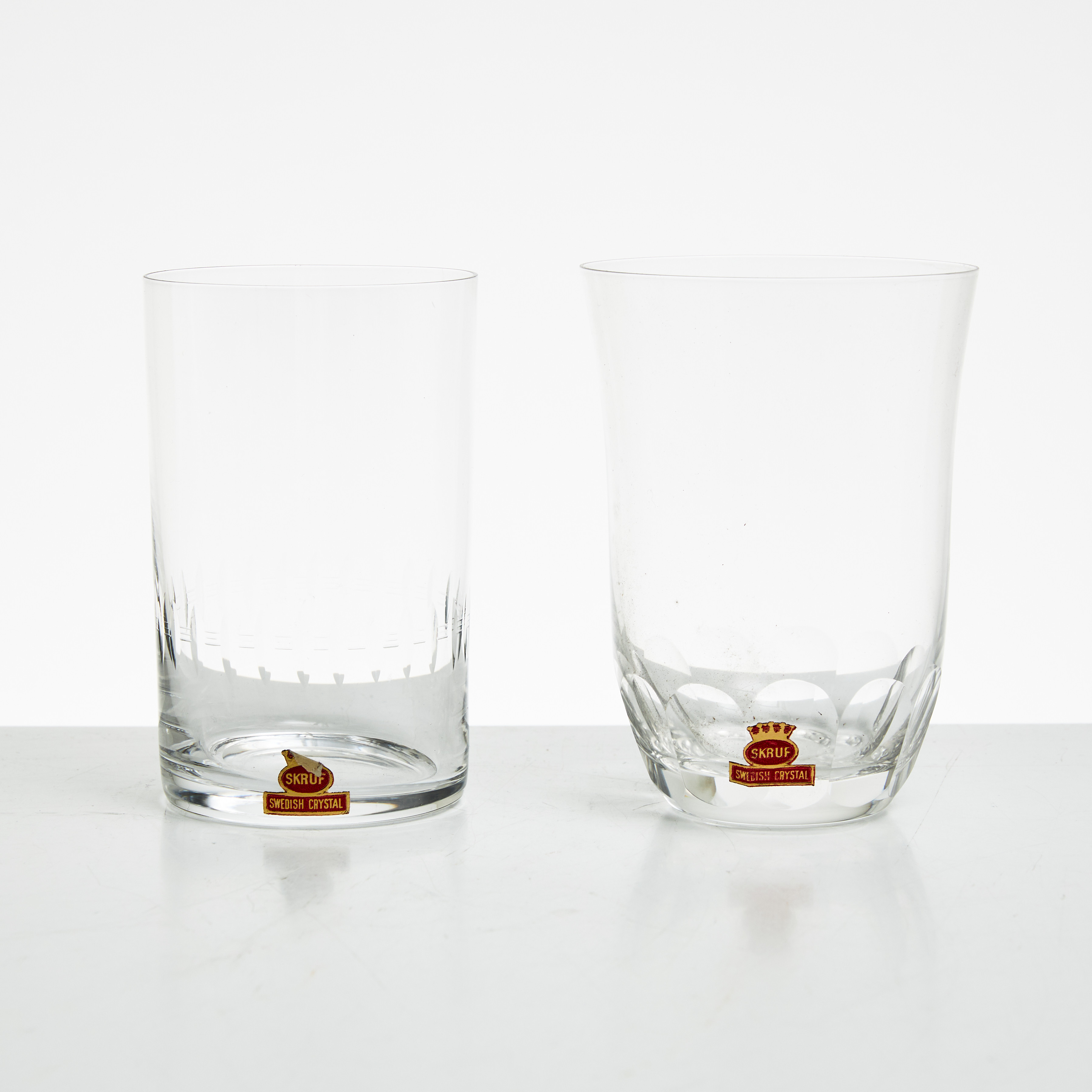 SKRUF GLASBRUK. Highballglas 12+9 stycken, flertalet etikettmärkta, slipad dekor.