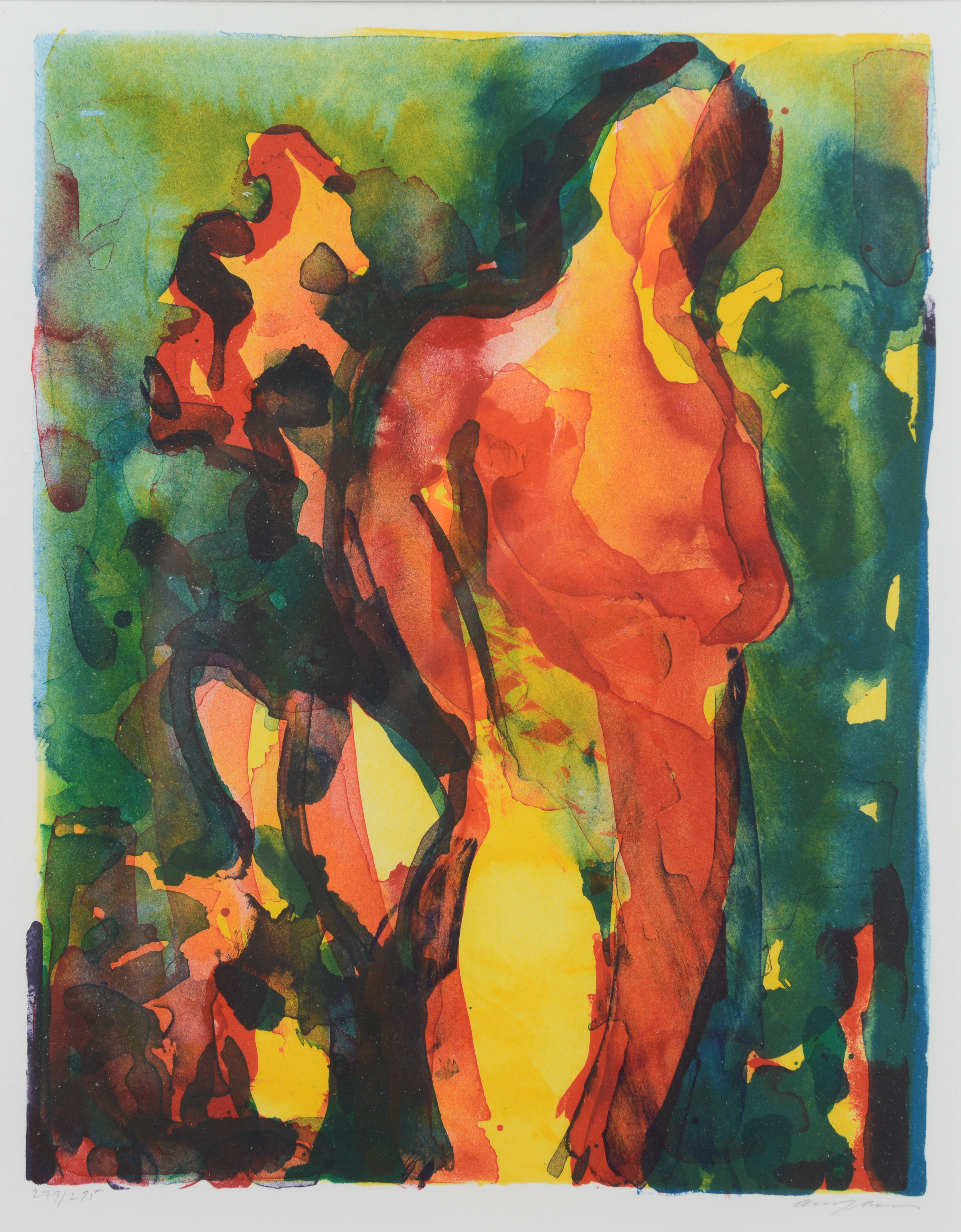 ELISABETH JANSSON. Figurativt motiv, färglitografi, signerad och numrerad 279/225.