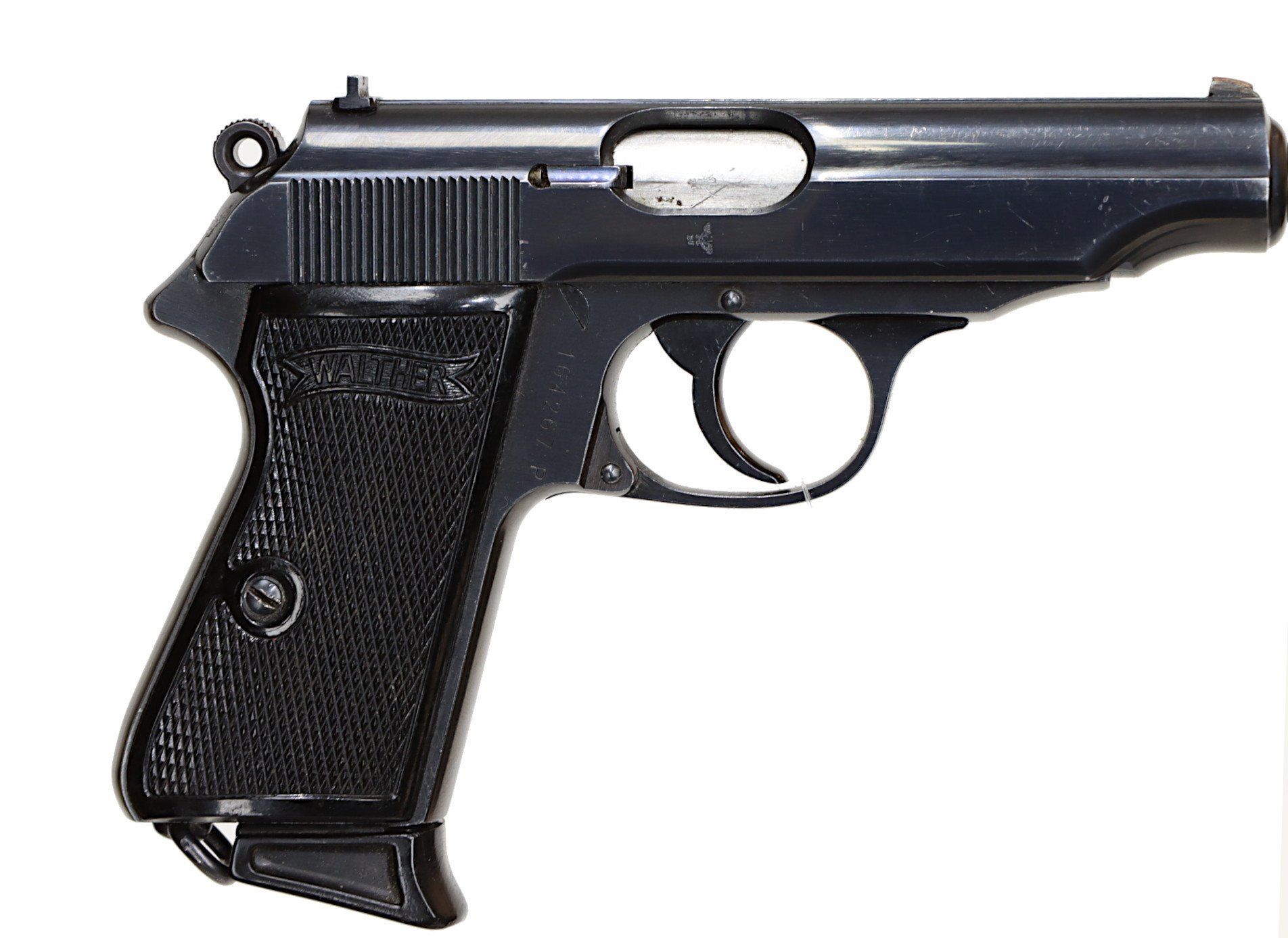 PISTOL, fabrikat Walther, modell PP, kaliber 7,65mm, tillv.nr 164267P, se-nr SE1835245.