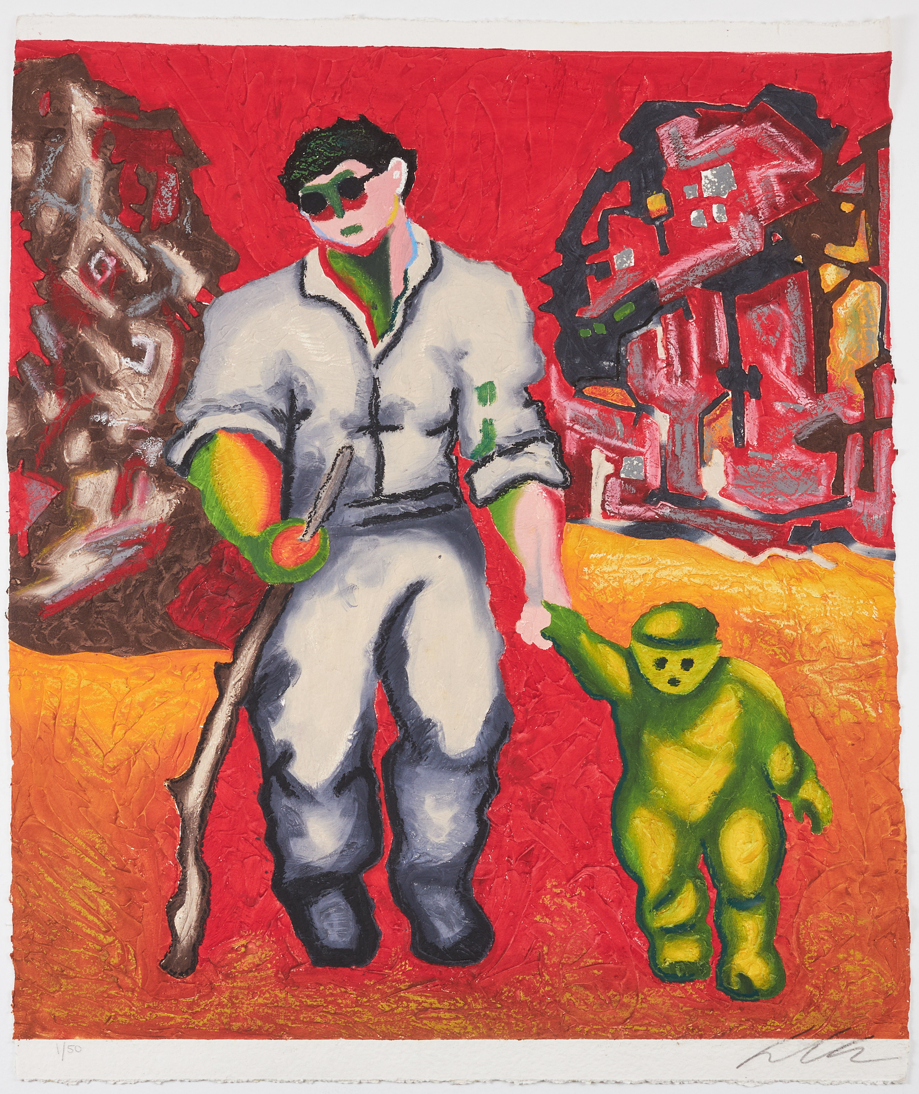 SANDRO CHIA (FÖDD 1946). figurscen, carborundumetsning, signerad och numrerad 1/50.