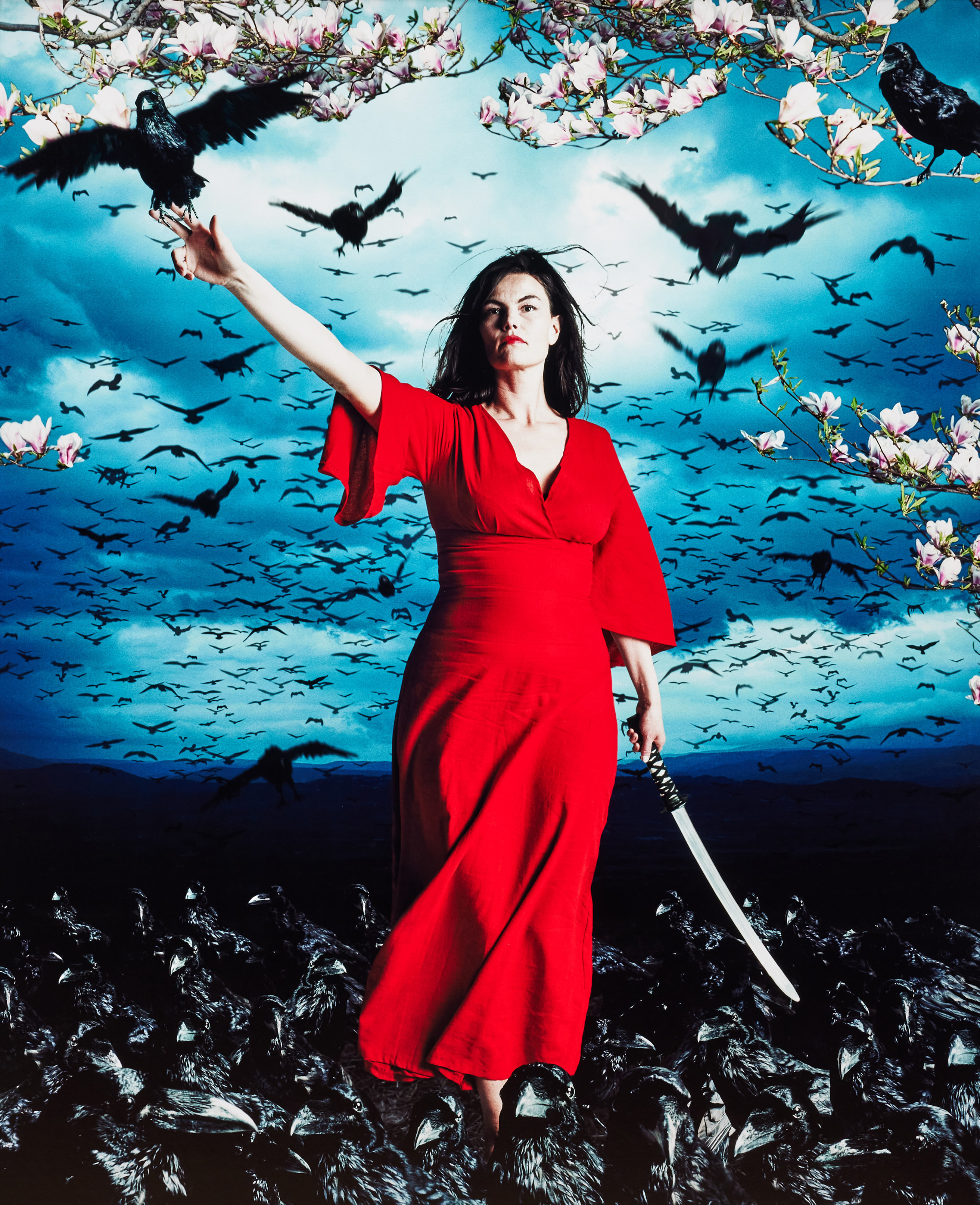 HELENA BLOMQVIST (FÖDD 1975). "Woman with ravens" (ur serien The Dark Planet ).