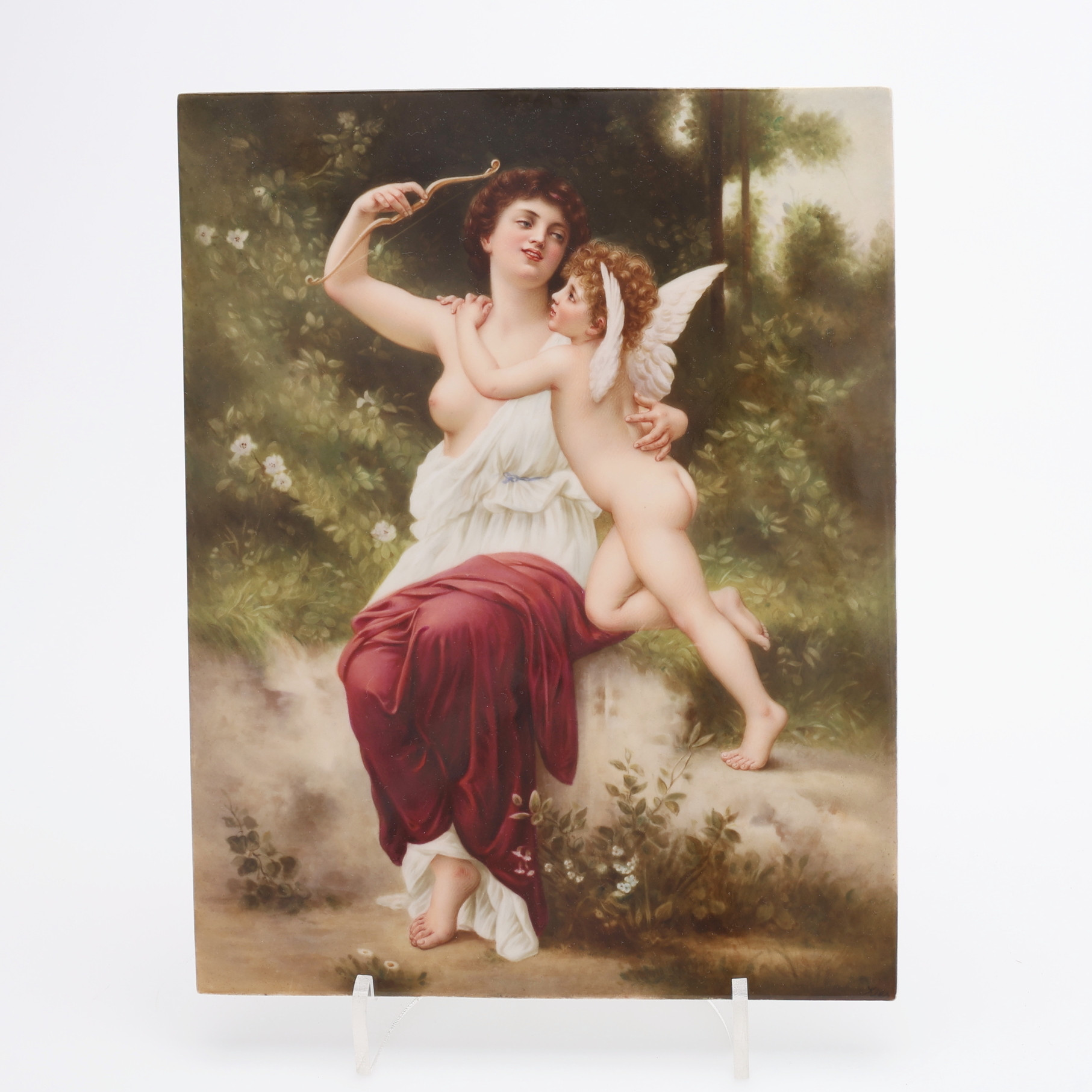 GUILLAUME SEIGNAC. EFTER. PORSLINSMÅLNING, VENUS & CUPIDO, KPM BERLIN, SIGNERAD KIES.