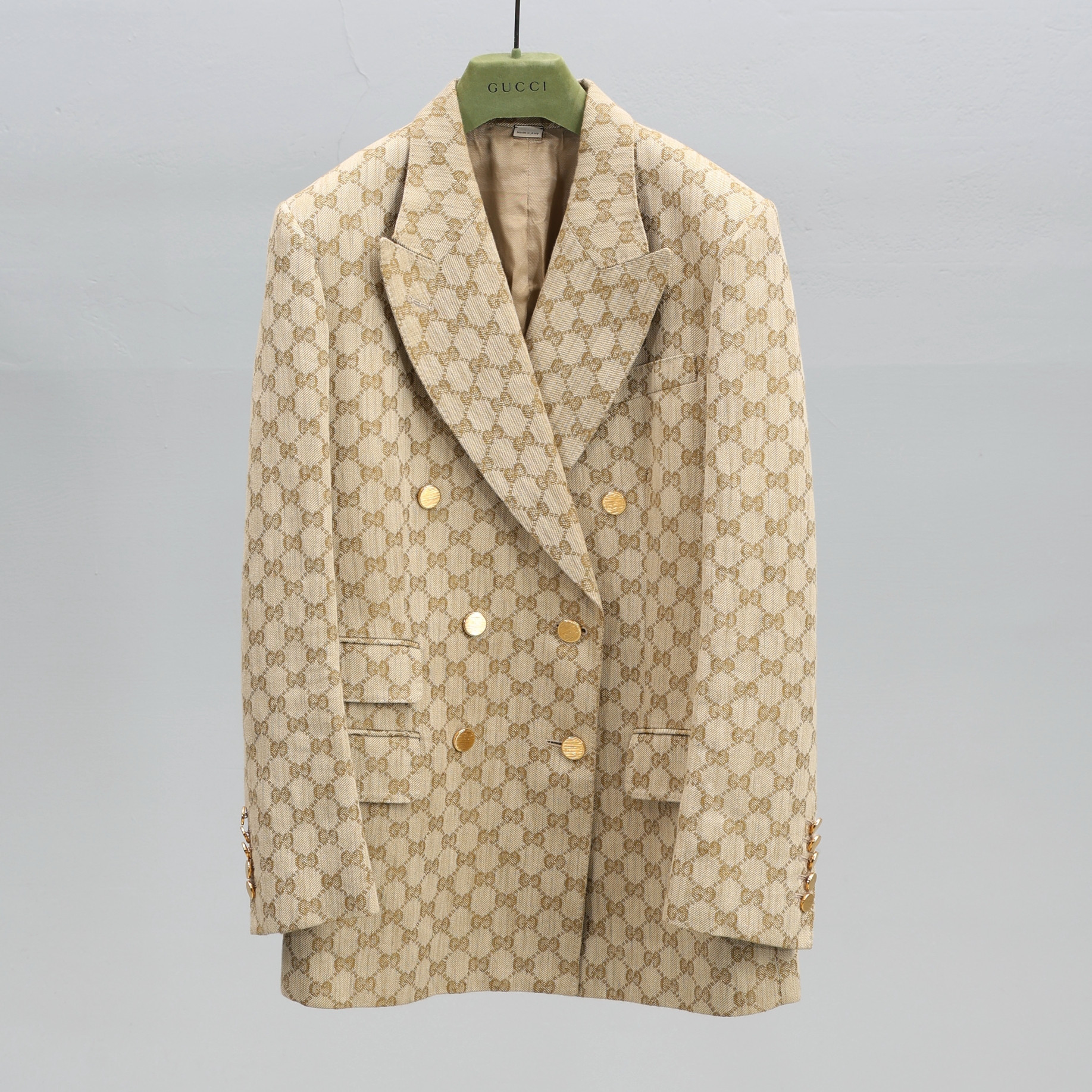 GUCCI. Kavaj, GG linen cotton jacquard jacket, storlek 40.