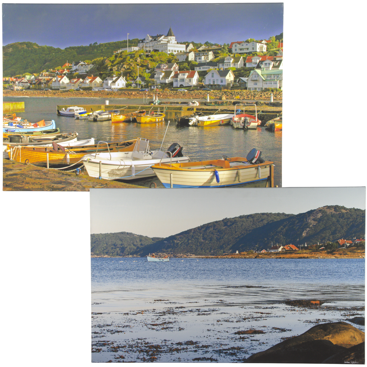 FREDERIC TÄCKSTRÖM. Fototryck på duk, 2 st, motiv från Mölle, nutida.