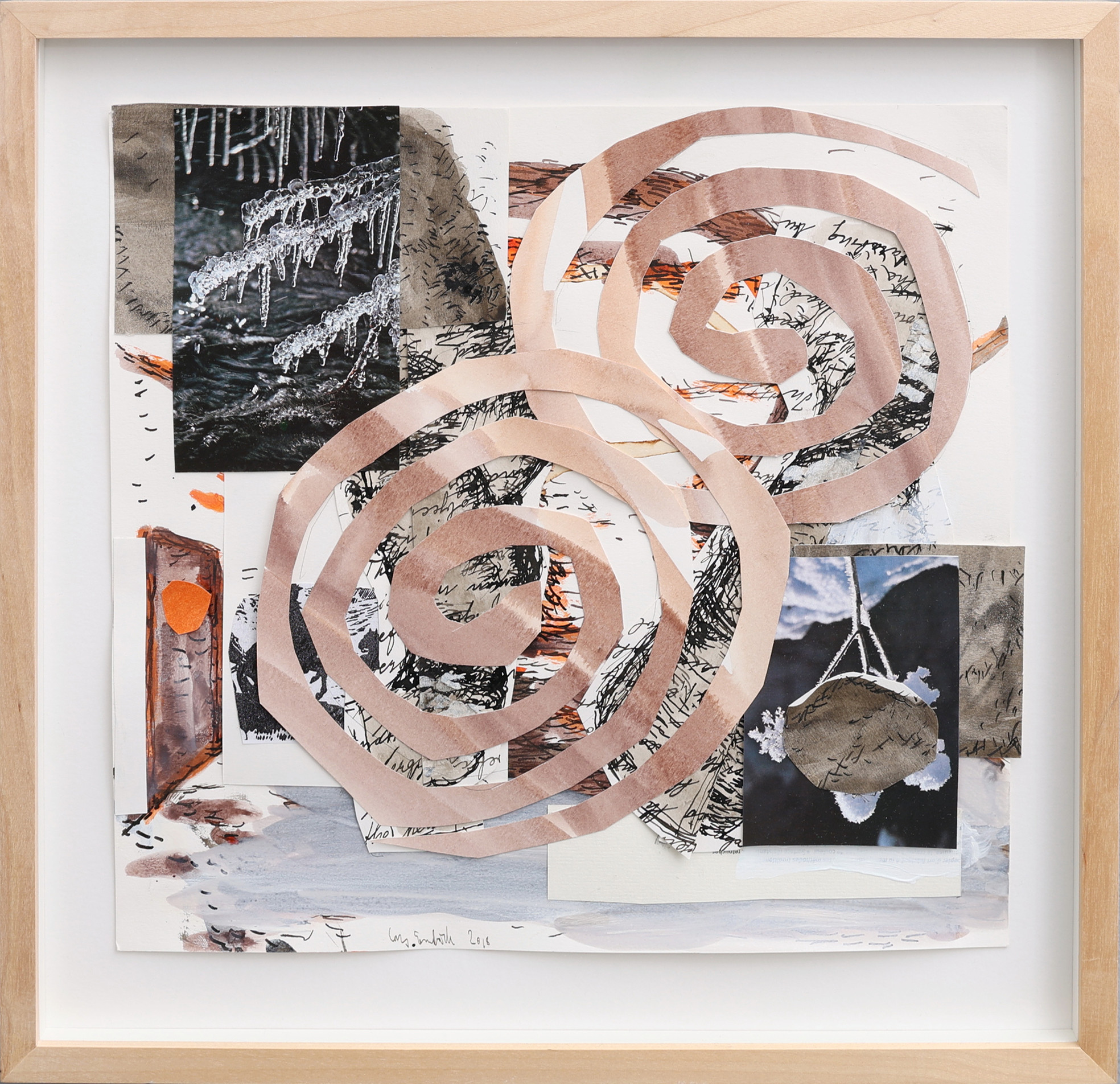 LARS EMBÄCK 1955-. BLANDTEKNIK OCH COLLAGE, "THE TRACE", SIGNERAD OCH DATERAD 2018.