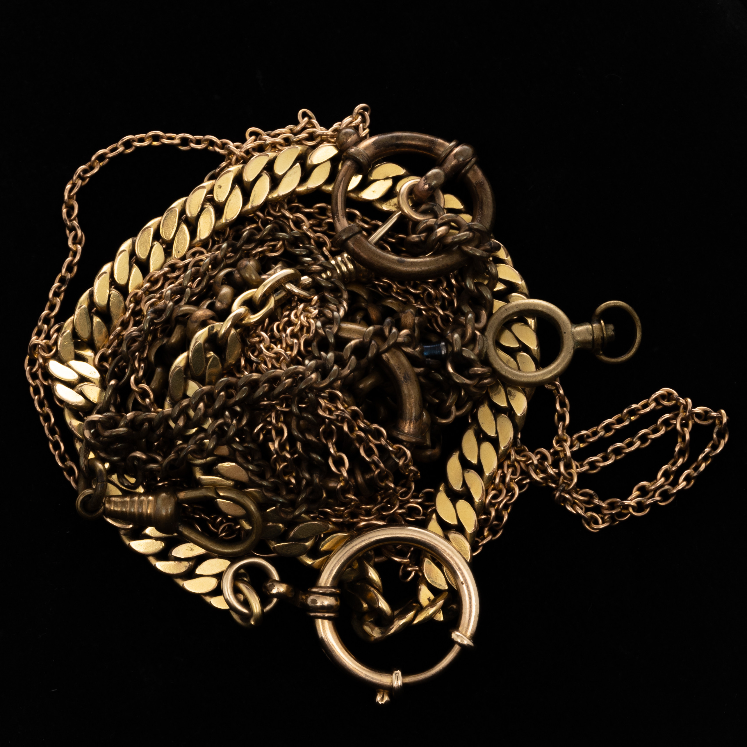 FICKURSKEDJOR & NYCKEL, 5 delar, Förgylld metall.