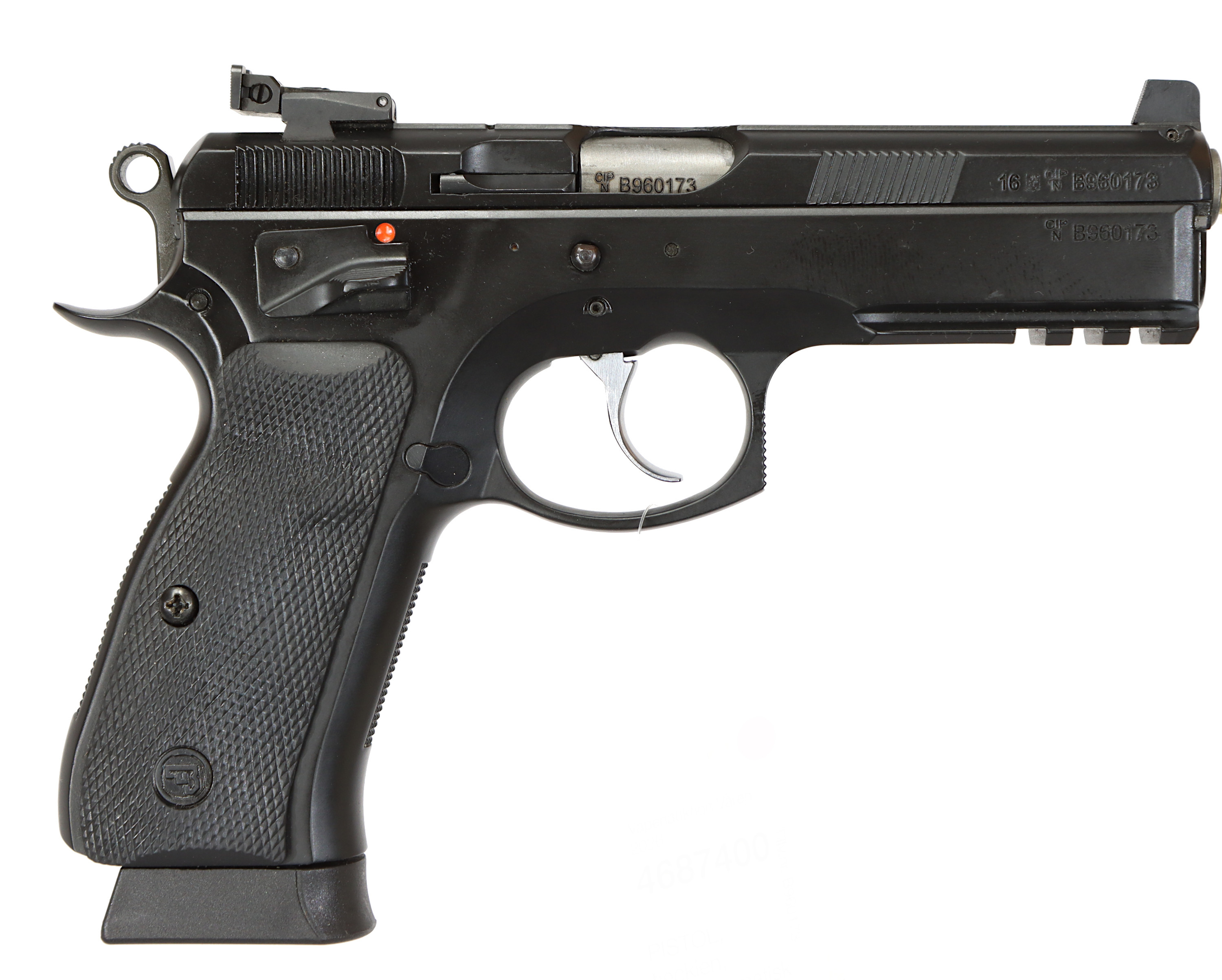 PISTOL, tjeckien, Halvautomatiskt, fabrikat CZ, modell 75 SP-01 Shadow, kaliber 9mm (9x19), tillv.nr B960173.