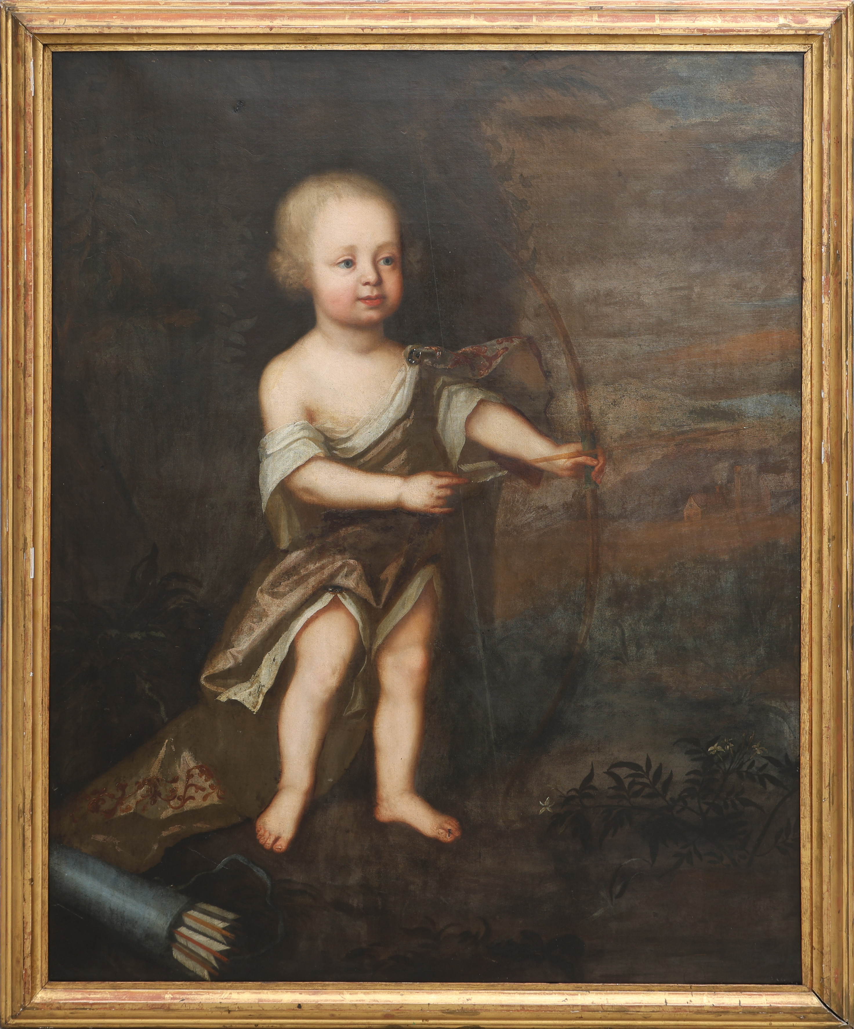 OIL ON CANVAS, PORTRAIT OF A YOUNG BOY AS CUPID, SIGNED "AH", SECOND HALF OF 17TH C.