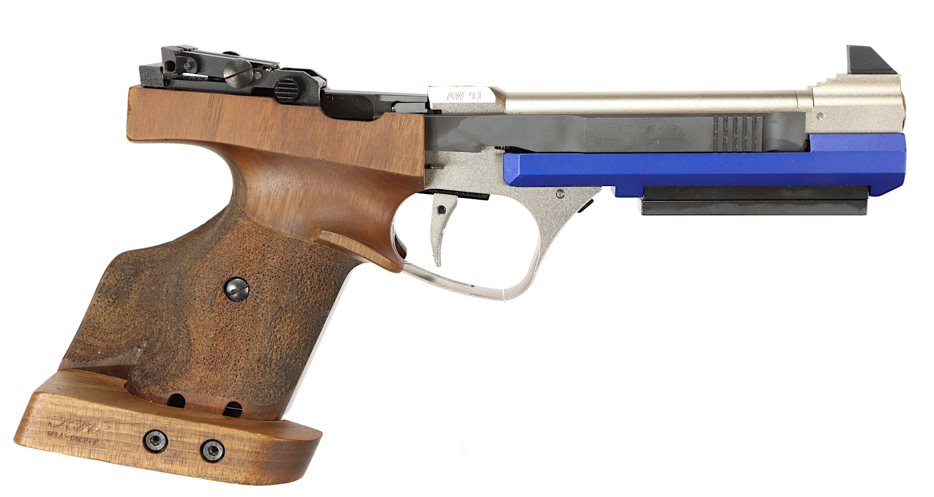 PISTOL, fabrikat Feinwerkbau, modell AW93, kaliber .22lr, tillv.nr 18024169, se-nr SE2588071.