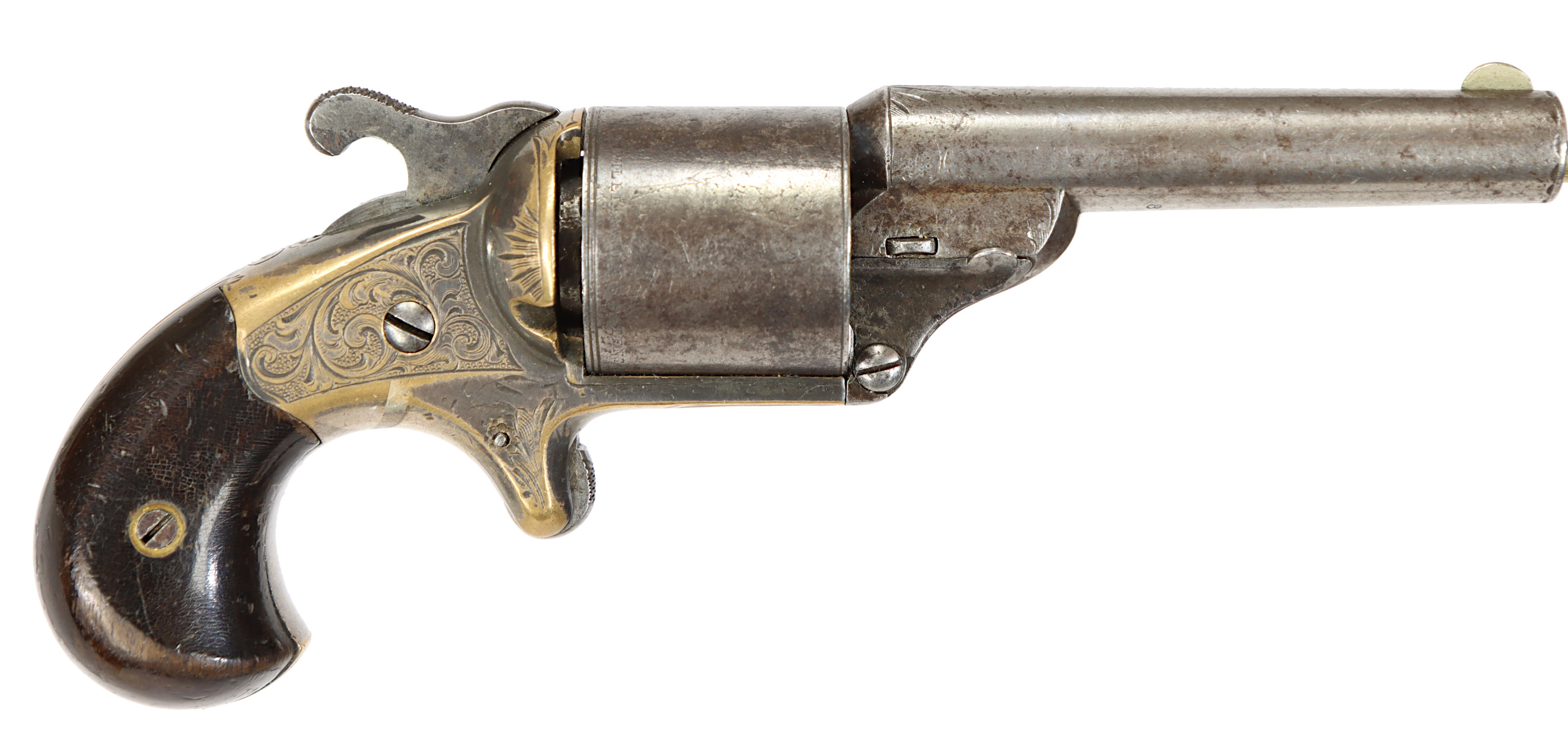 REVOLVER, Single Action, fabrikat Moore Pat Firearms & Co, kaliber .32 teat fire, tillv.nr 8809.
