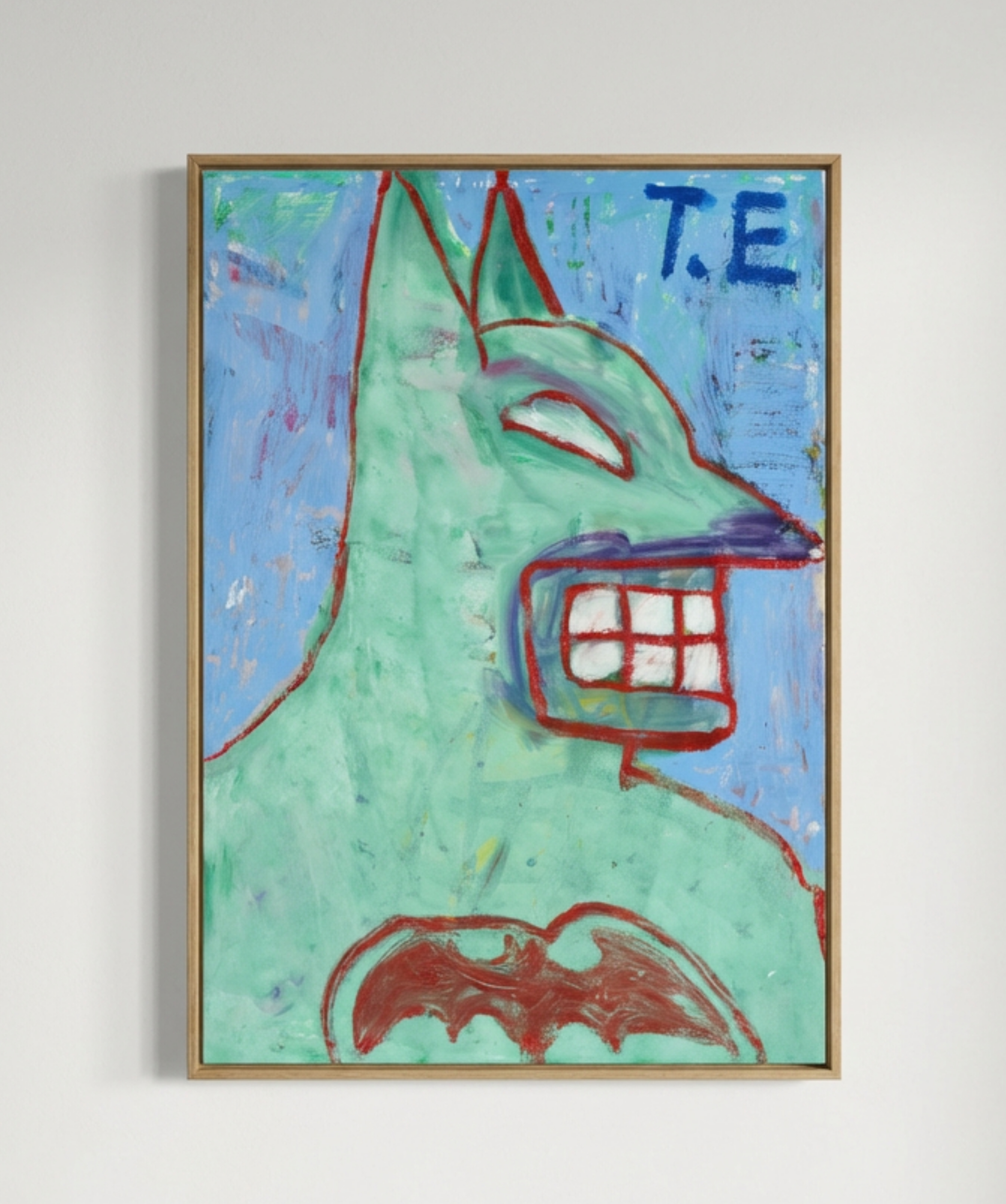 OLIW87 (Tobias Ekman, Sverige, född 1987), "90´S DANCE MUSIC (BATMAN FROM SIDE), BE YOUR OWN HERO", original, signerad och daterad atergo 2025, olja på duk.