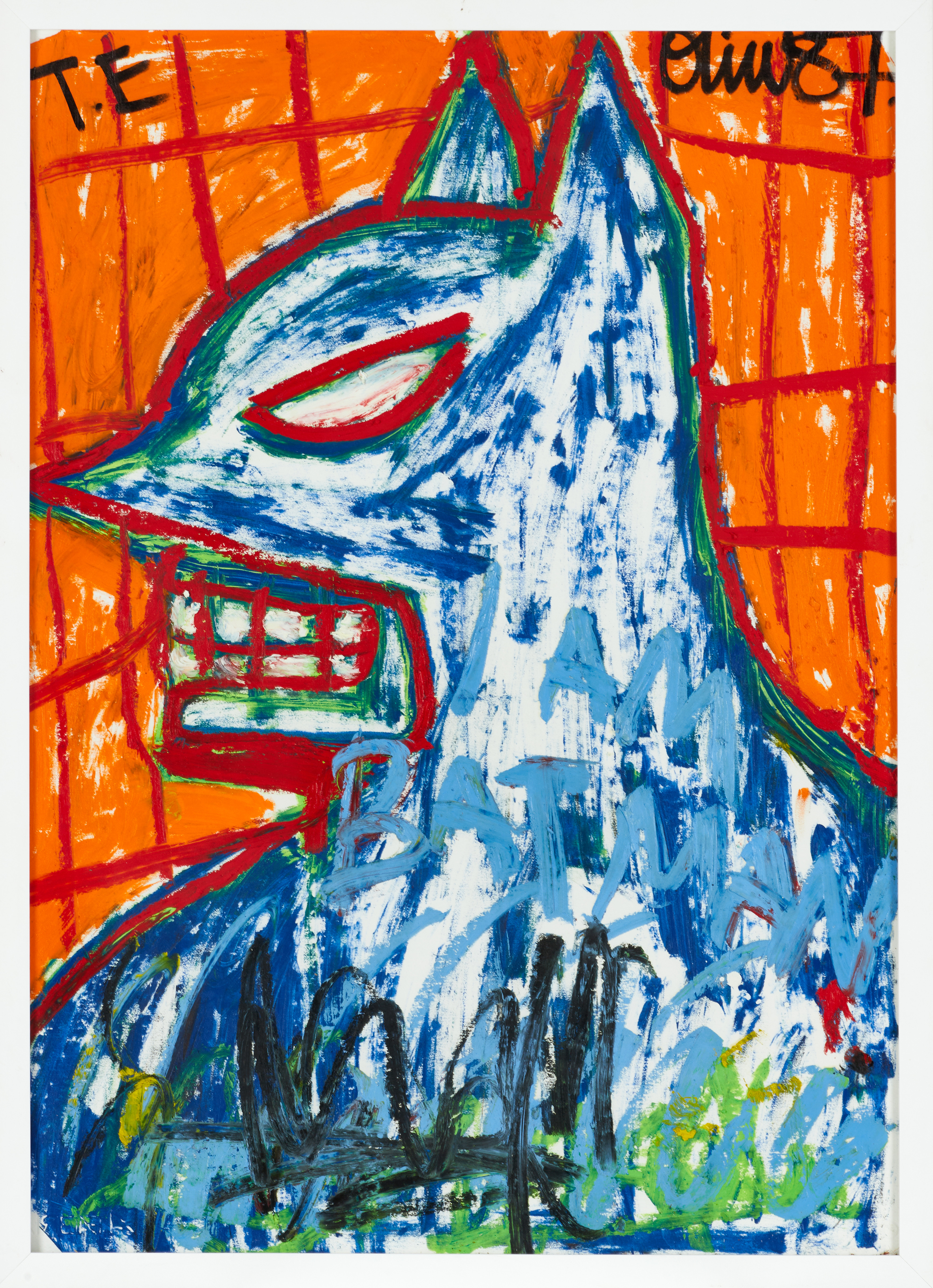 OLIW87 (Tobias Ekman, Sverige, född 1987), "I AM BATMAN", original, signerad T.E och Oliw87, olja på papper.