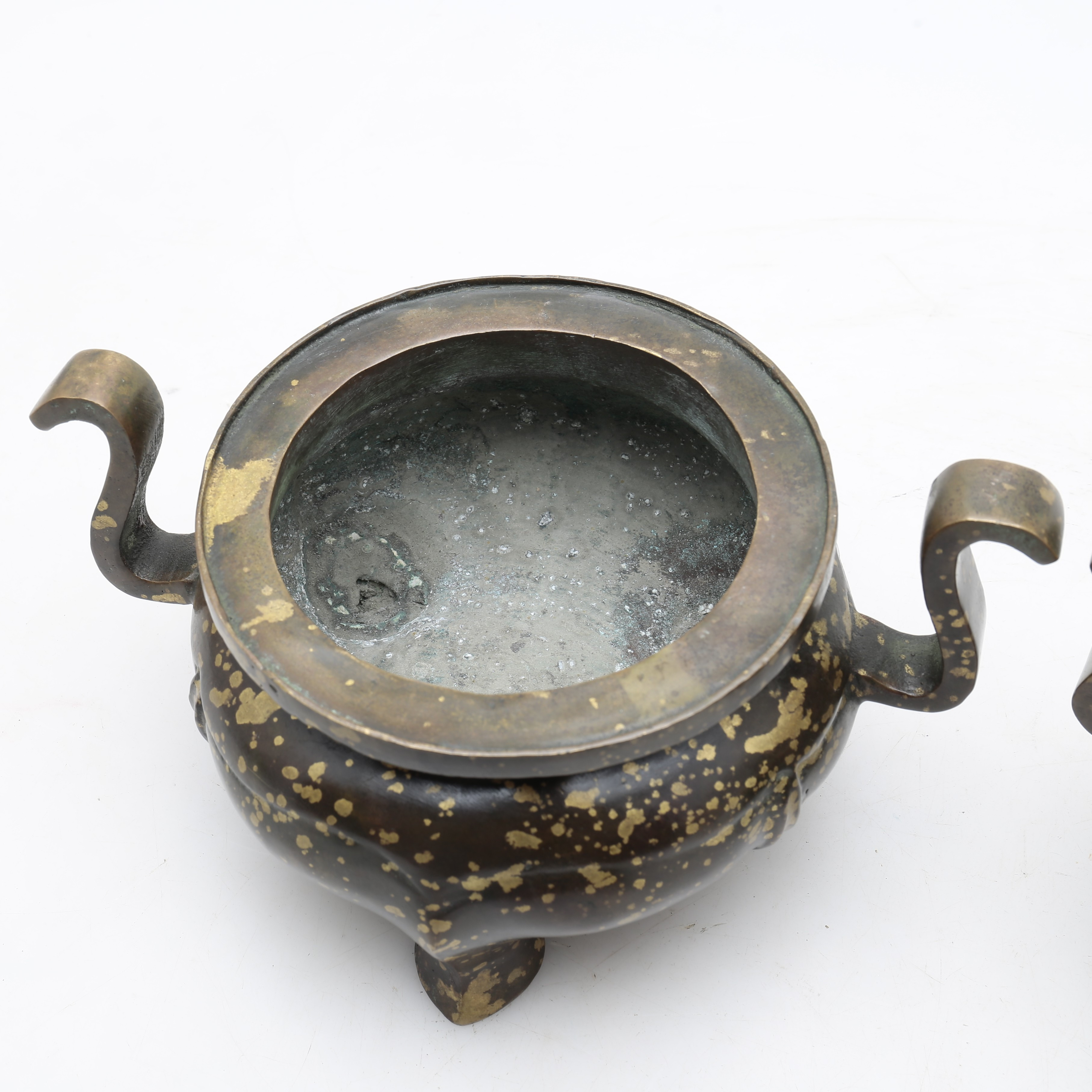 Splashed Censer Images for 4694852. PAIR of Chinese “gilt-splashed” bronze censers ...