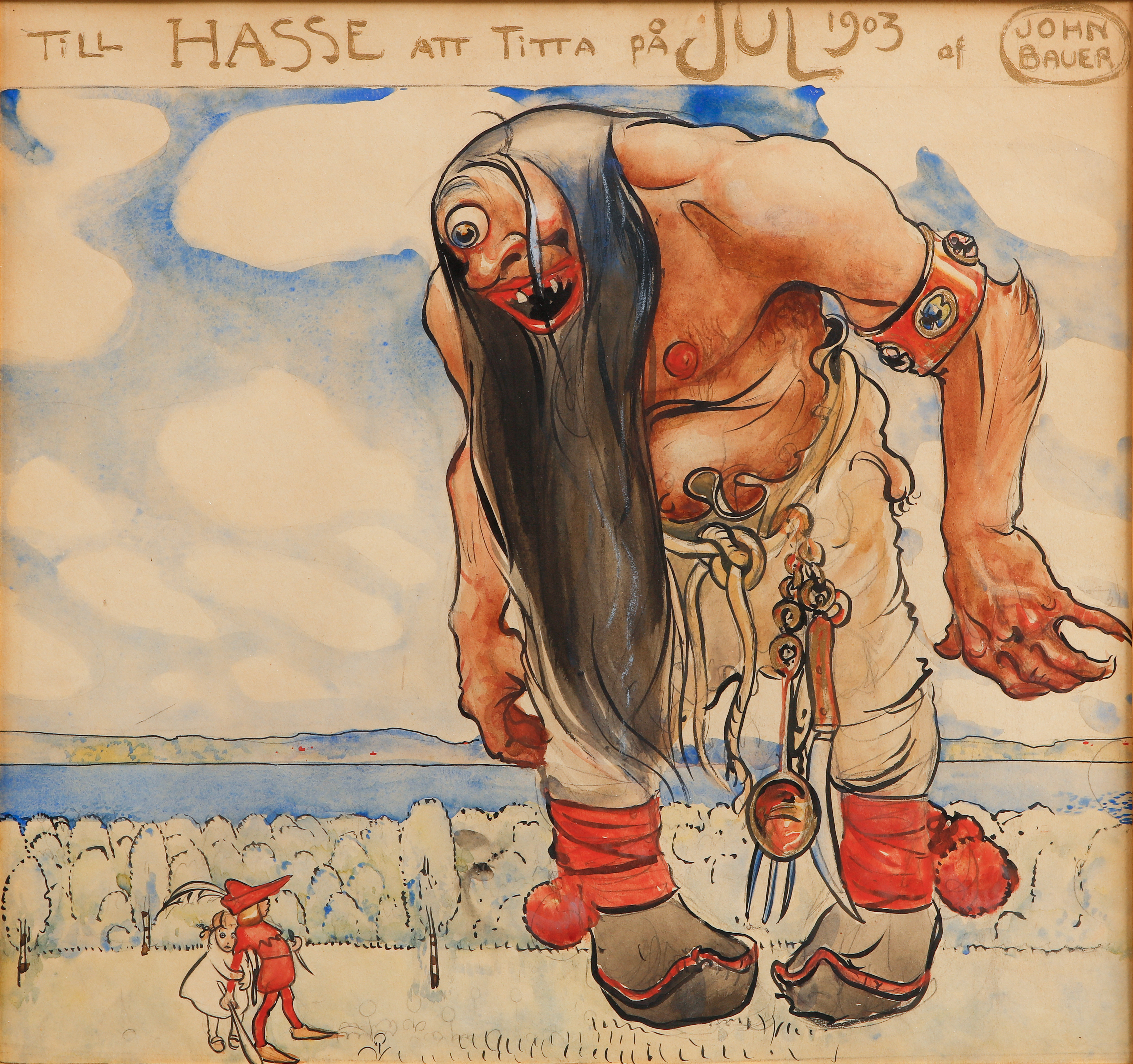 JOHN BAUER. Till Hasse Julen 1903. Akvarell.
