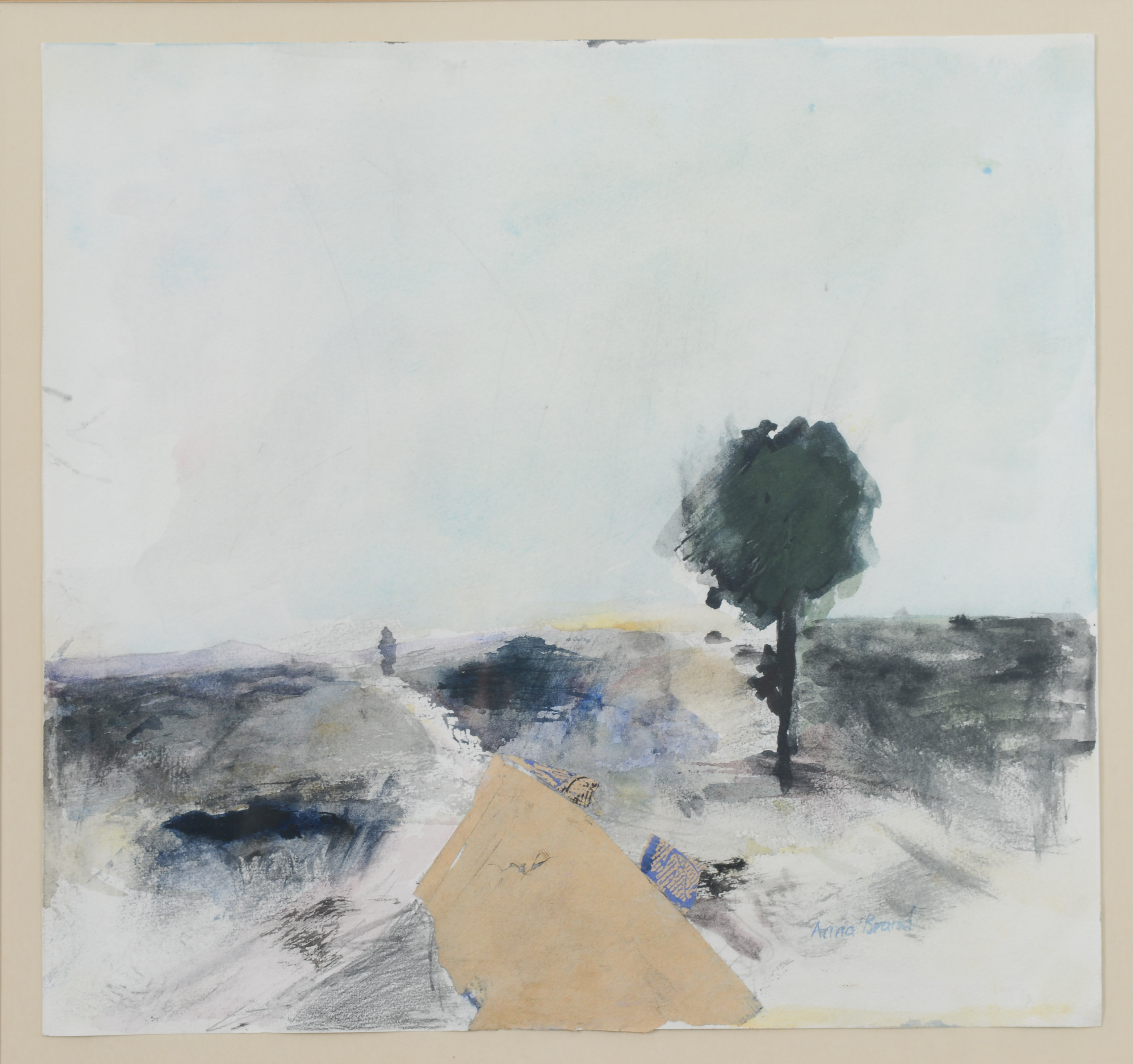 ANNA BRAND. Landskapsmotiv, blandteknik, signerad, 1900-talets andra del.