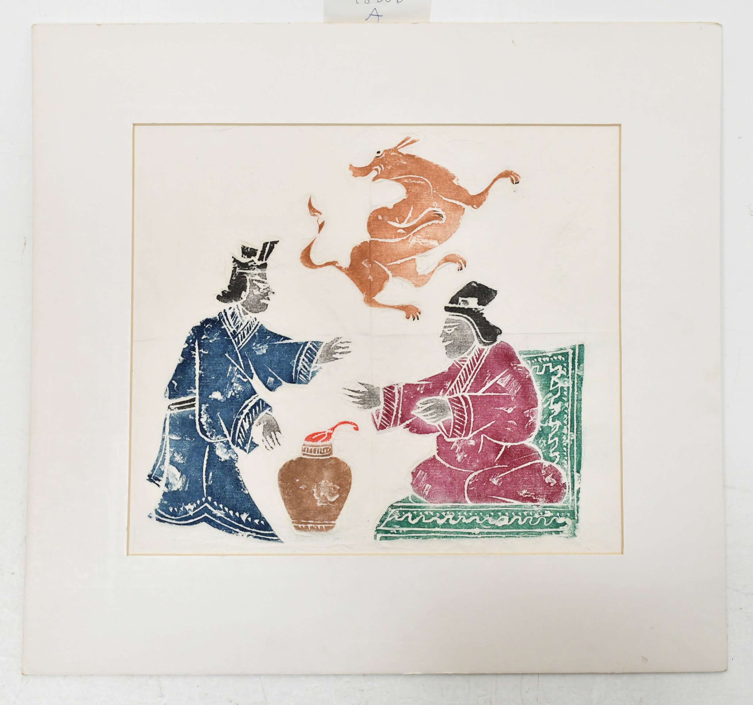 OKÄND KONSTNÄR. Asiatiskt. Träsnitt.