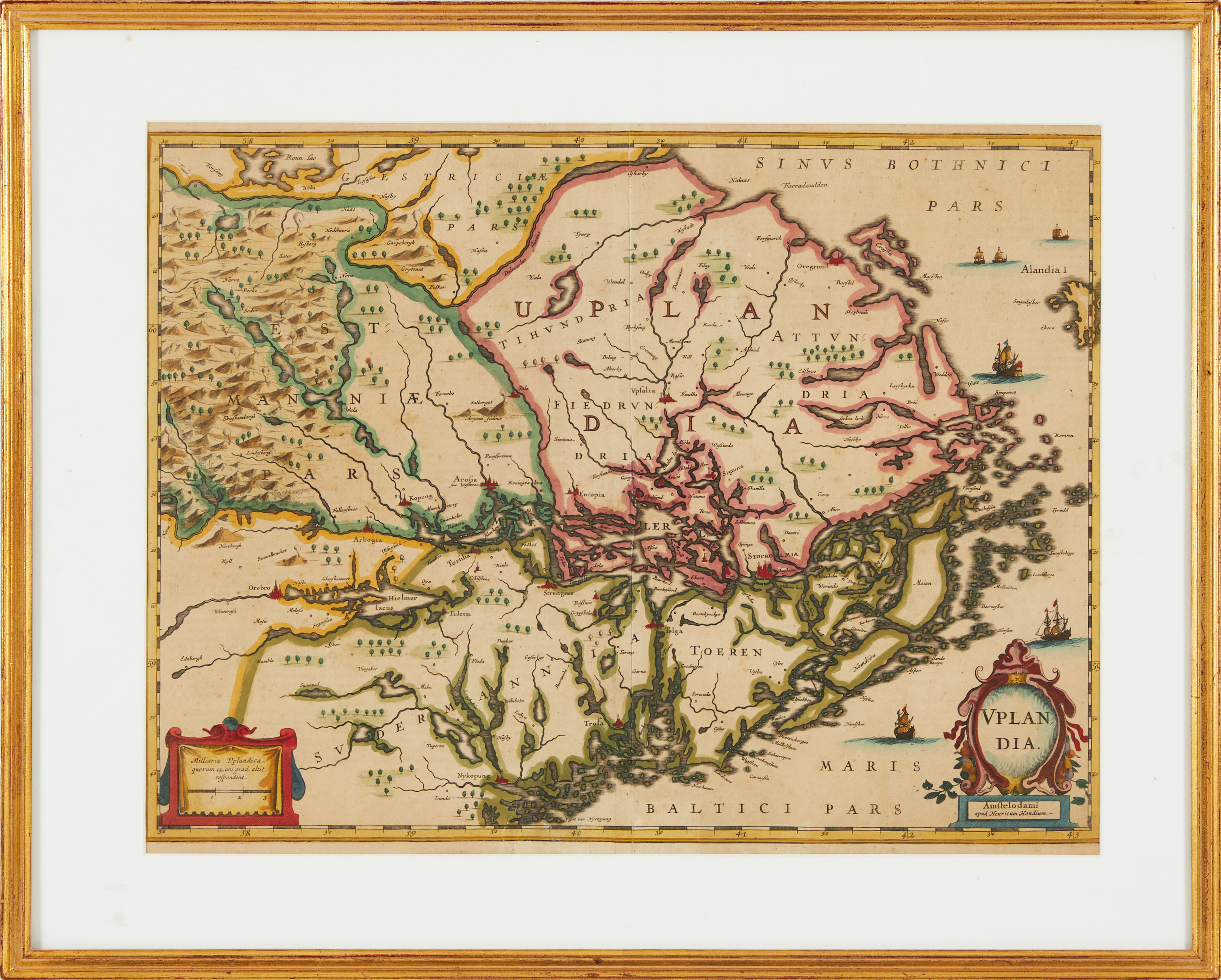 KARTA ÖVER UPPLAND AV HONDIUS, ca 1640.