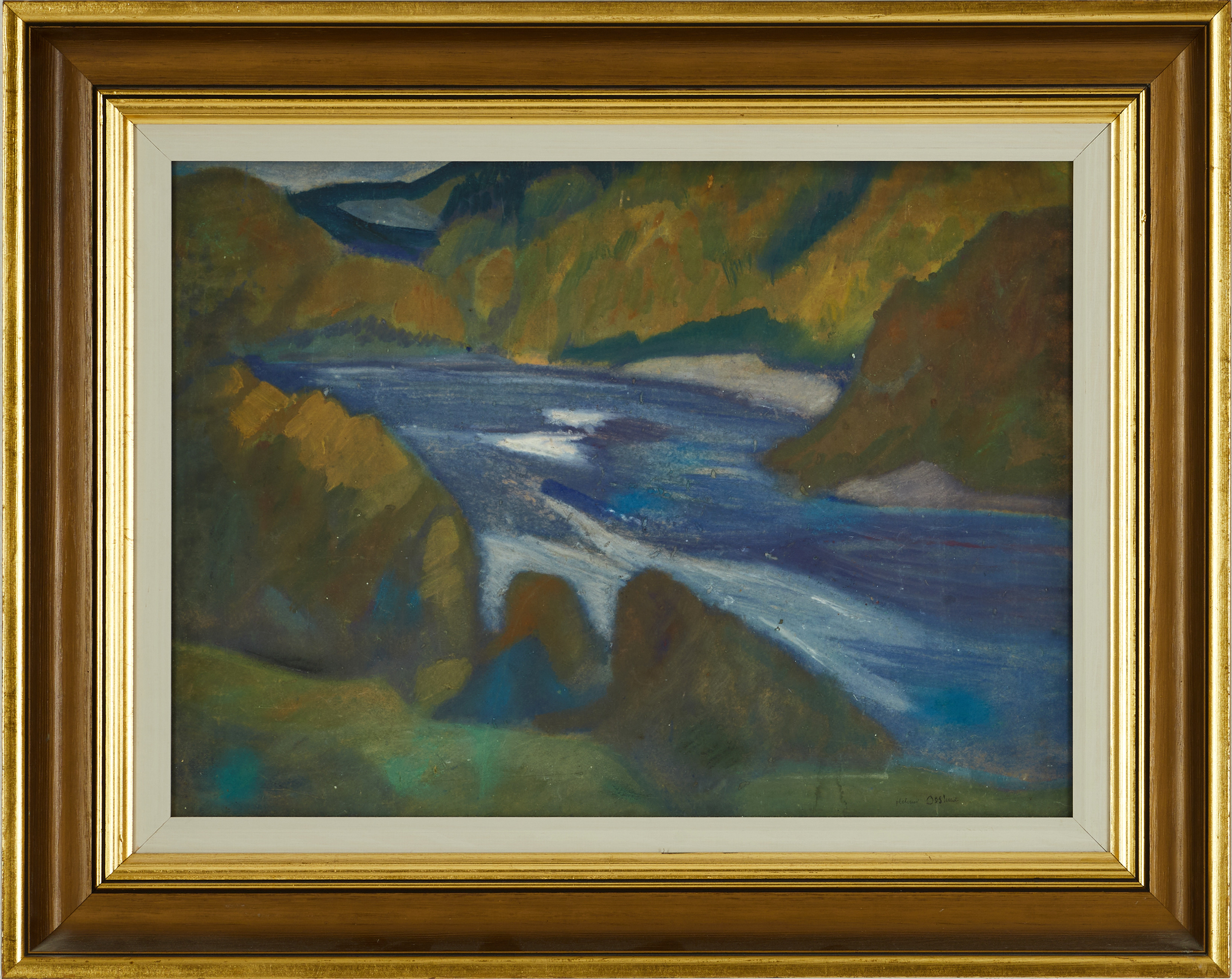 HELMER OSSLUND (SVERIGE, 1866-1938). Norrländskt landskap, signerad Helmer Osslund, gouache.