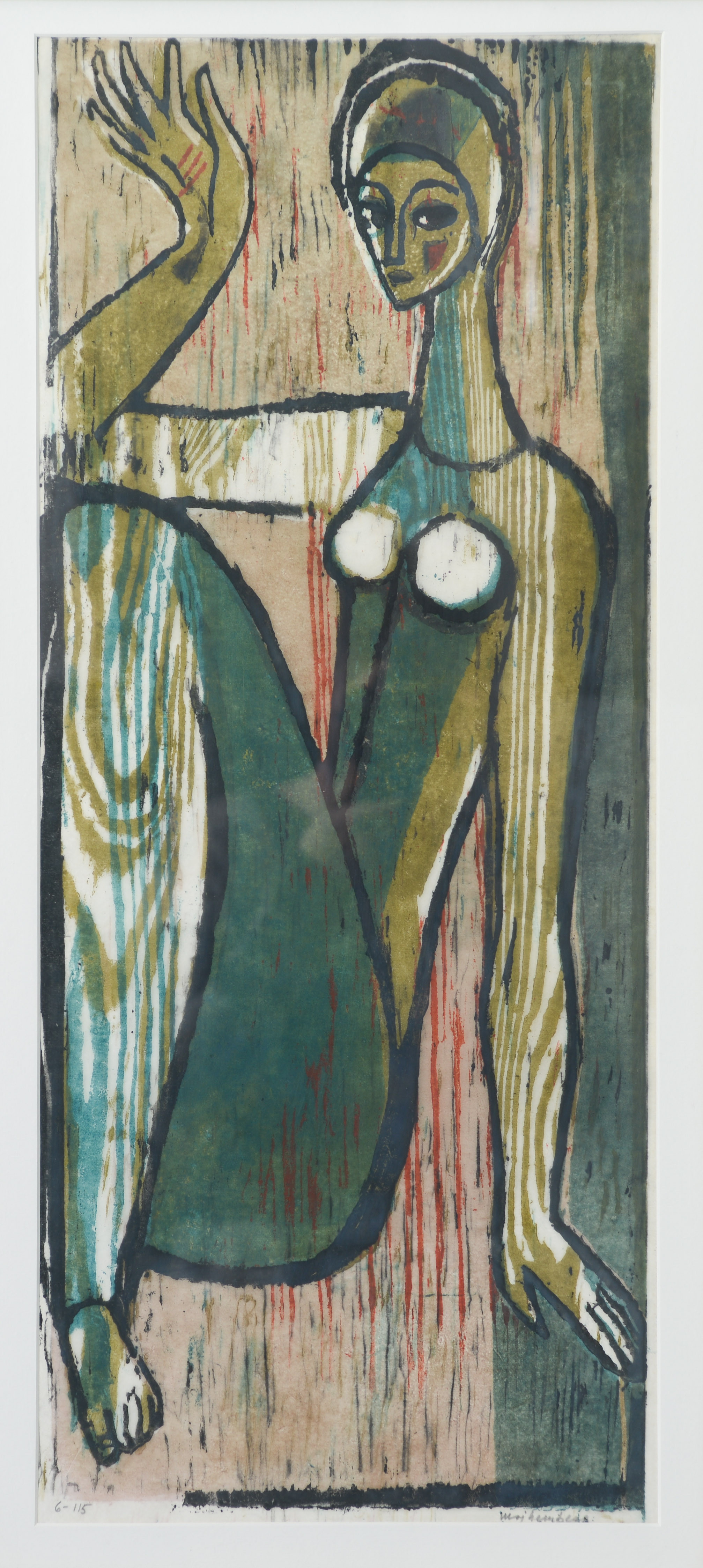 MAJ HEMBERG. Kvinnogestalt, träsnitt, signerad samt numrerad 6/115.