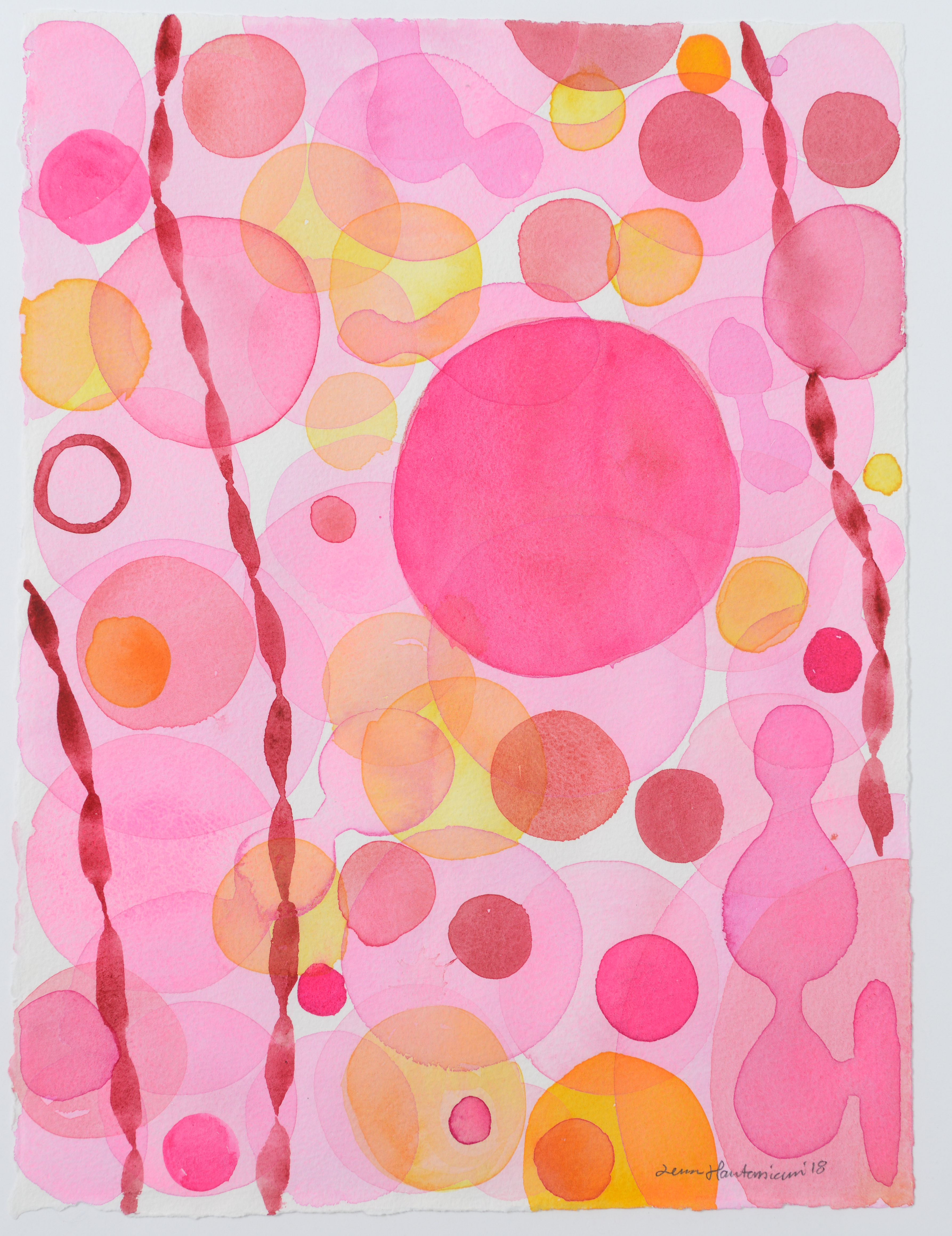 LENA HAUTONIEMI. Färgkomposition, akvarell, signerad.