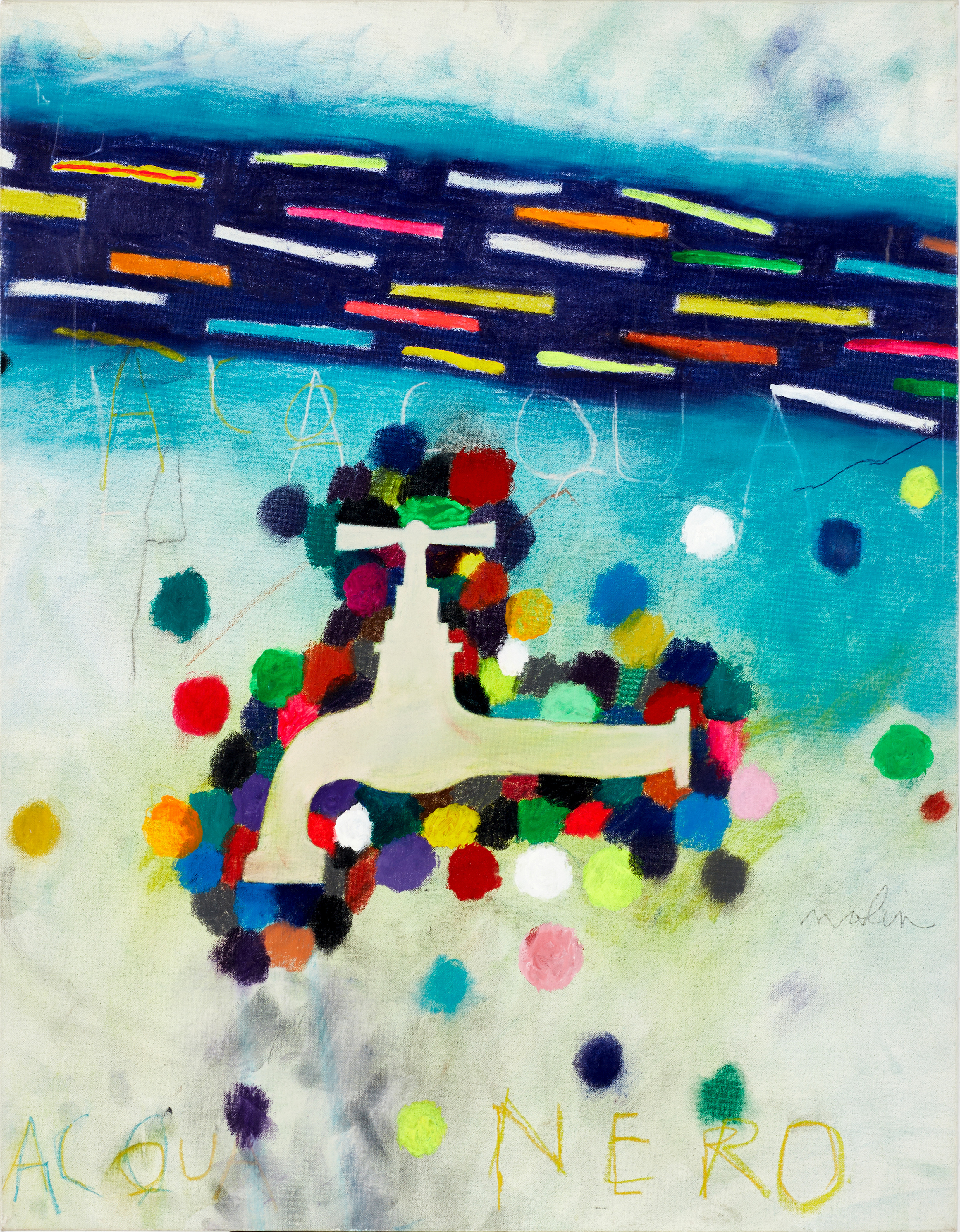 DANIELE NALIN (FÖDD 1947). "Acqua Nero", signerad Nalin, akryl på duk.