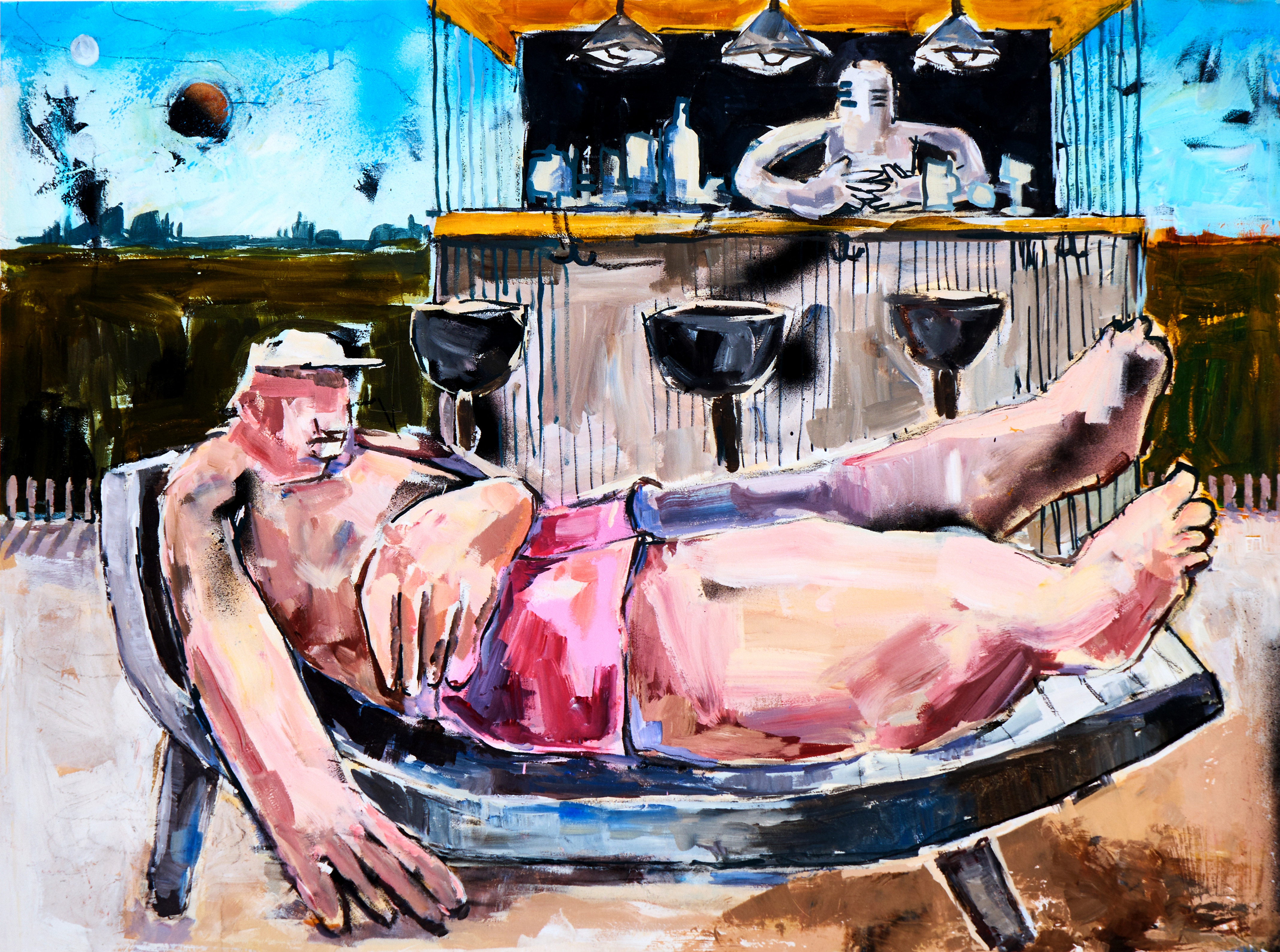 OLOF BEHRENS (född 1978). "At the bar", signerad och numrerad 1/90, giclée.