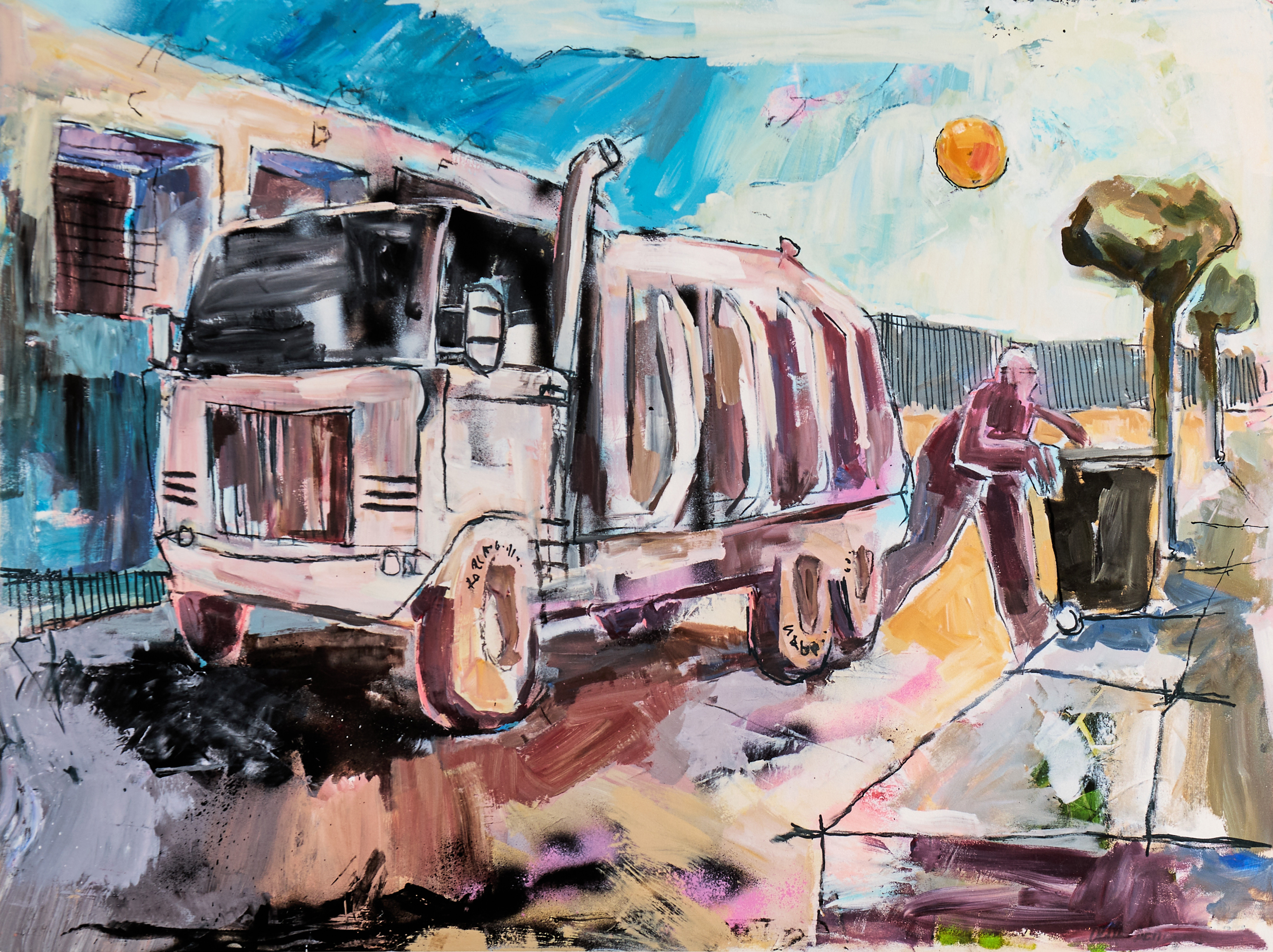 OLOF BEHRENS (född 1978). "Orange moon", signerad och numrerad 11/90, giclée.