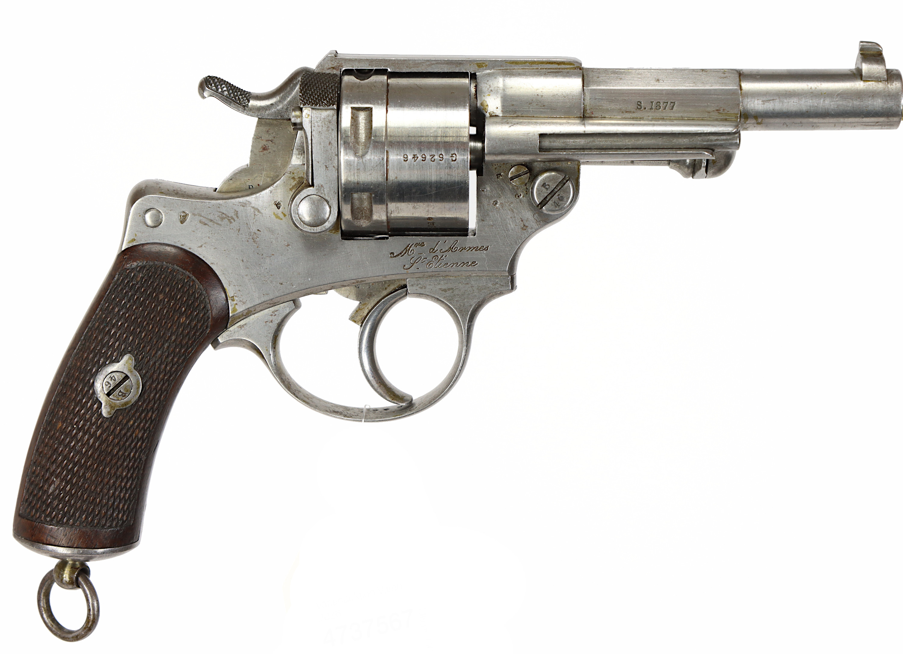 REVOLVER, fabrikat S:T Etienne, modell 1873, kaliber 11mm, tillv.nr G62646, se-nr SE1737950.