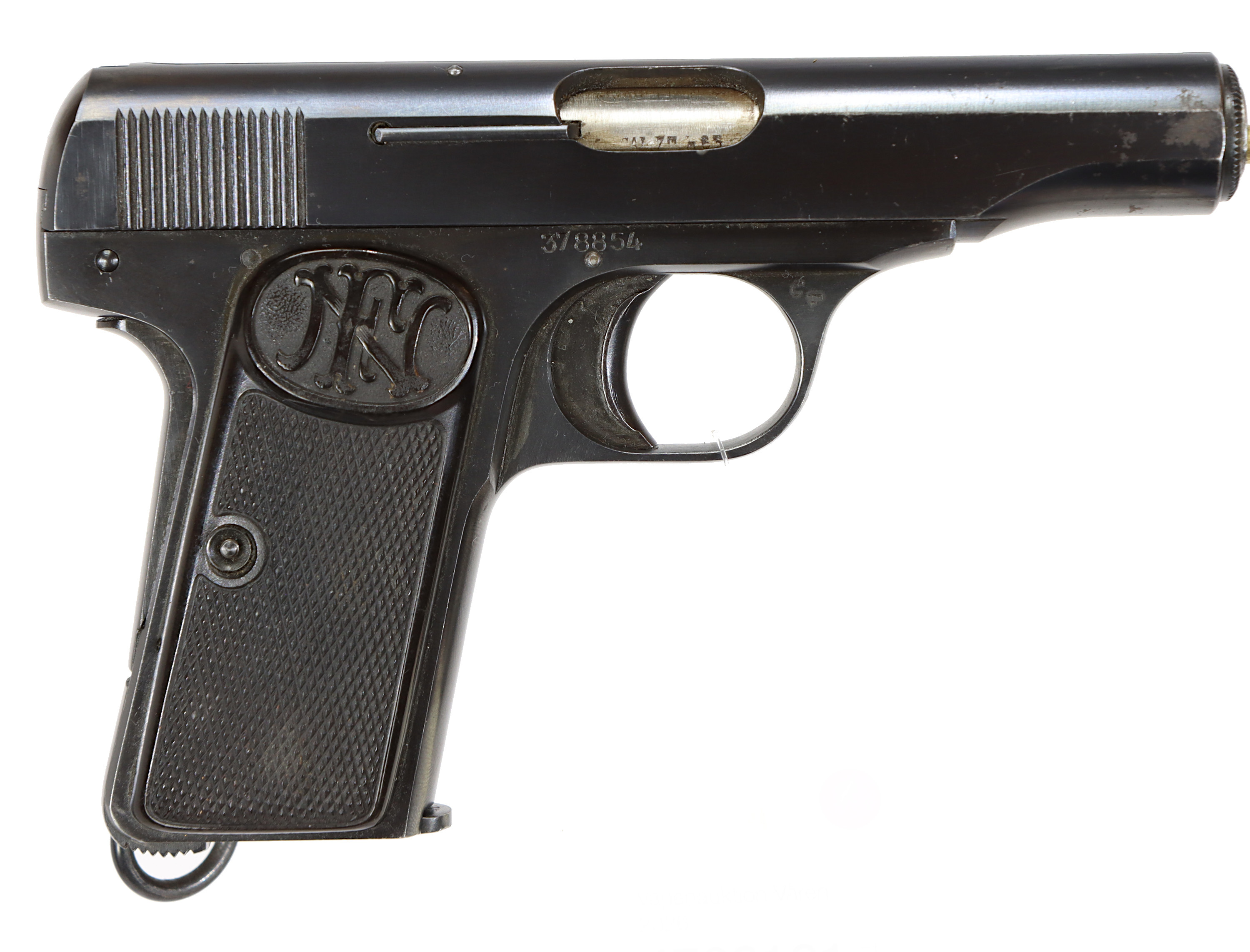 PISTOL, fabrikat FN, modell 1910, kaliber 7,65mm, tillv.nr 378854, se-nr SE1950773.