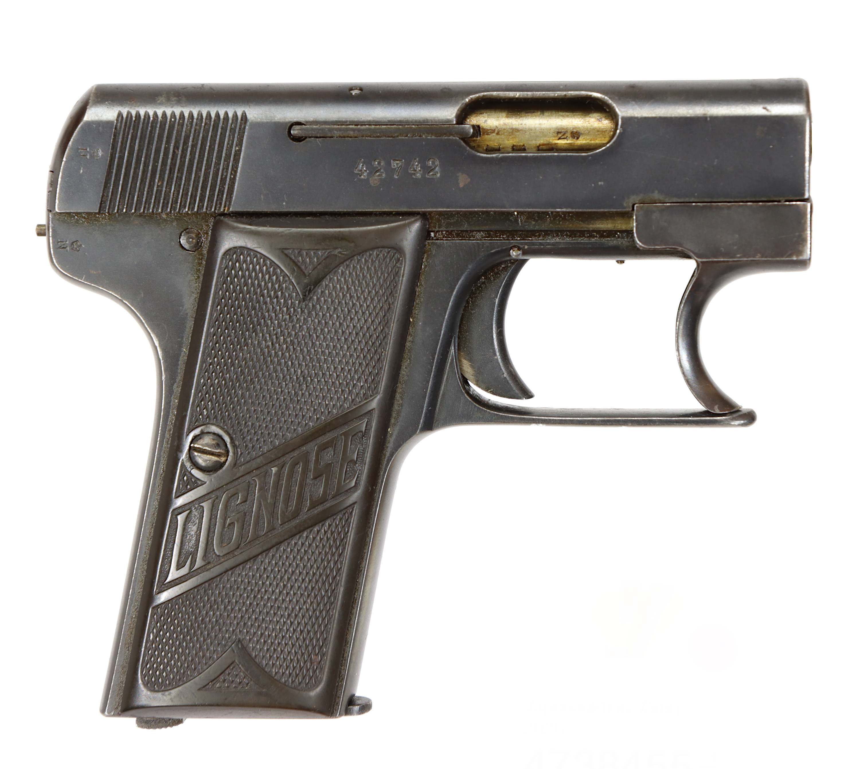 PISTOL, fabrikat AKT-GES LIGNOSE, modell 3A, kaliber 6,35mm, tillv.nr 42742, se-nr SE0294884.