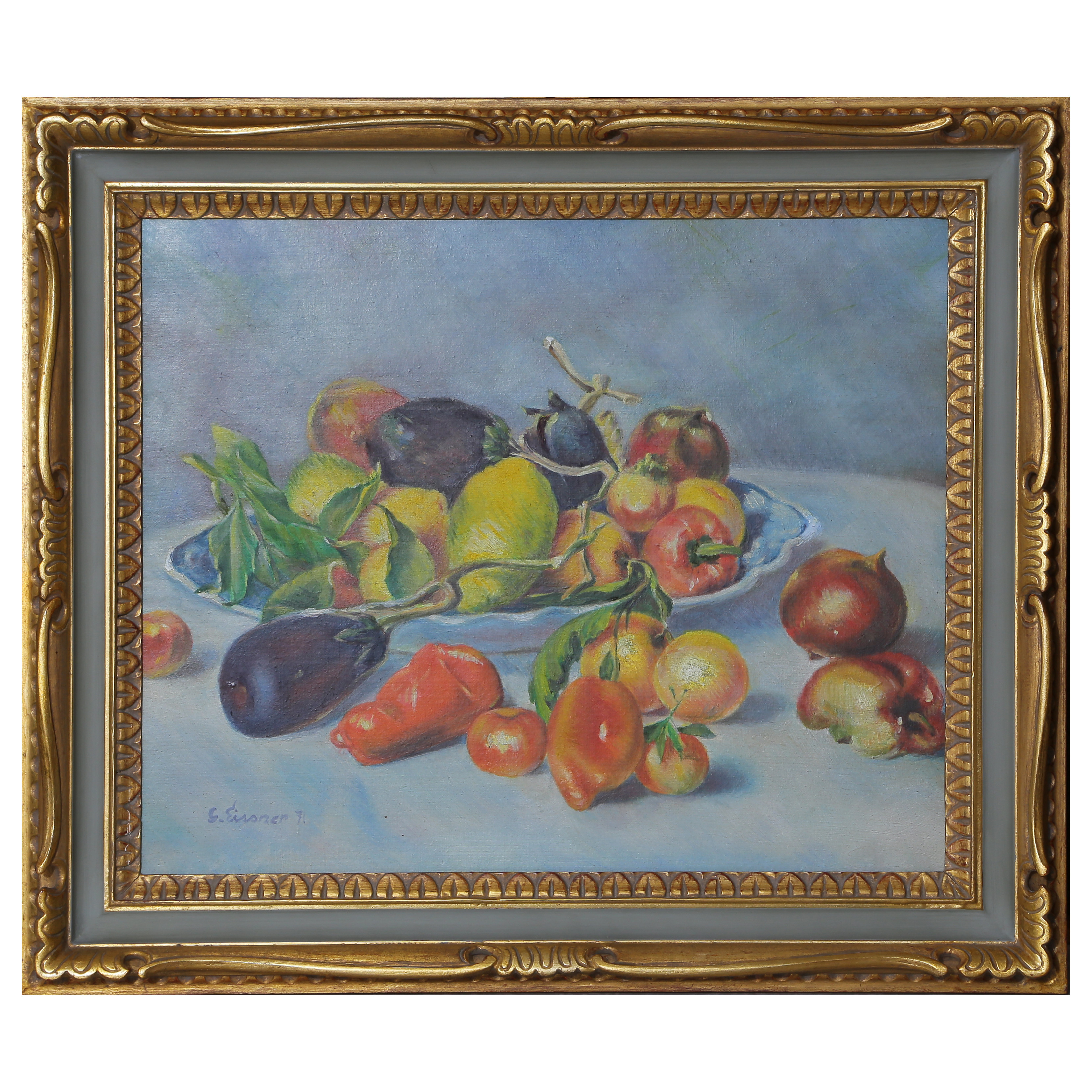 RENOIR "MEDELHAVSFRUKTER" OLJA PÅ PANNÅ (TEXT A TERGO KOPIA AV GUSTAV EISSNER) SIGNERAD, DATERAD.