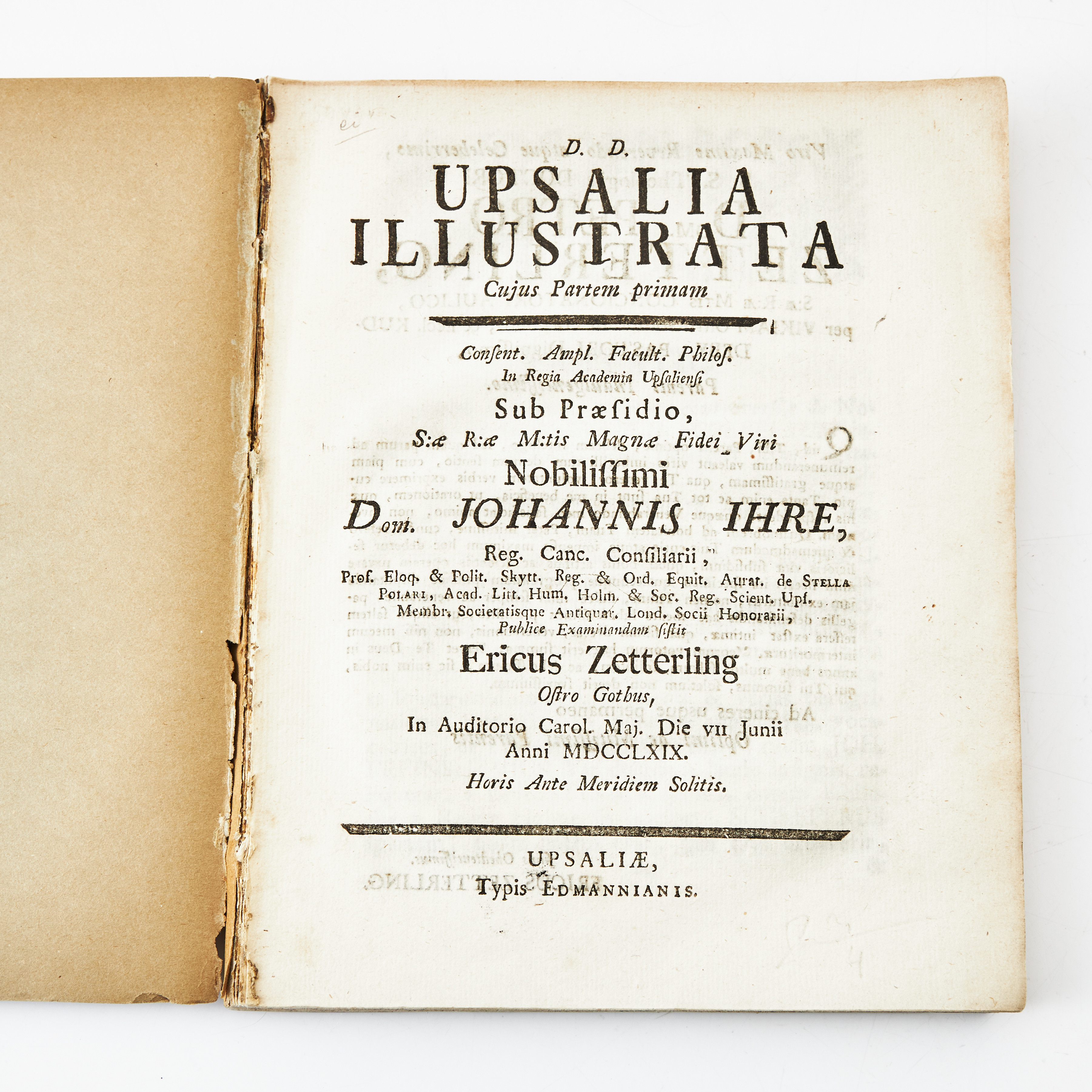 IHRE, UPSALIA ILLUSTRATA, HISTORISK AVHANDLING, 1769-1772.