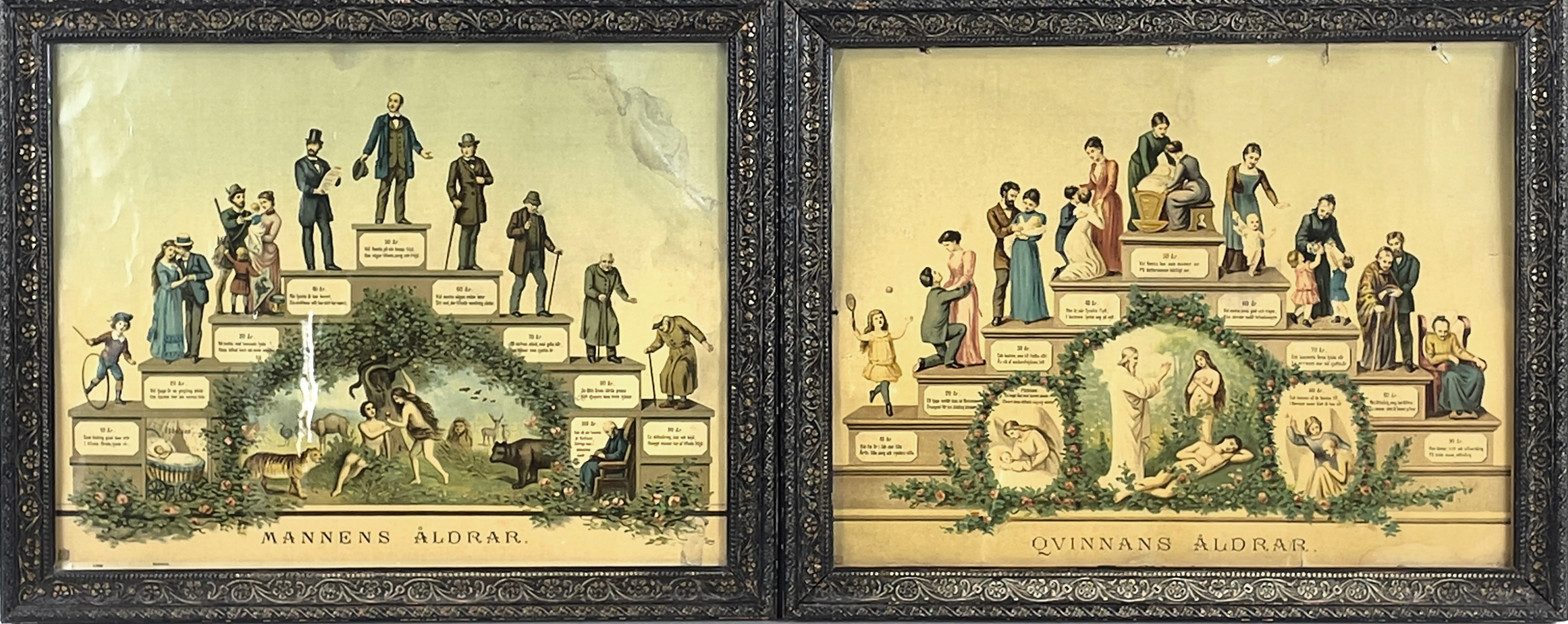 GRAFISKA TRYCK, 2 st, "" samt "Qvinnans åldrar", Leiber, 18/1900-tal.